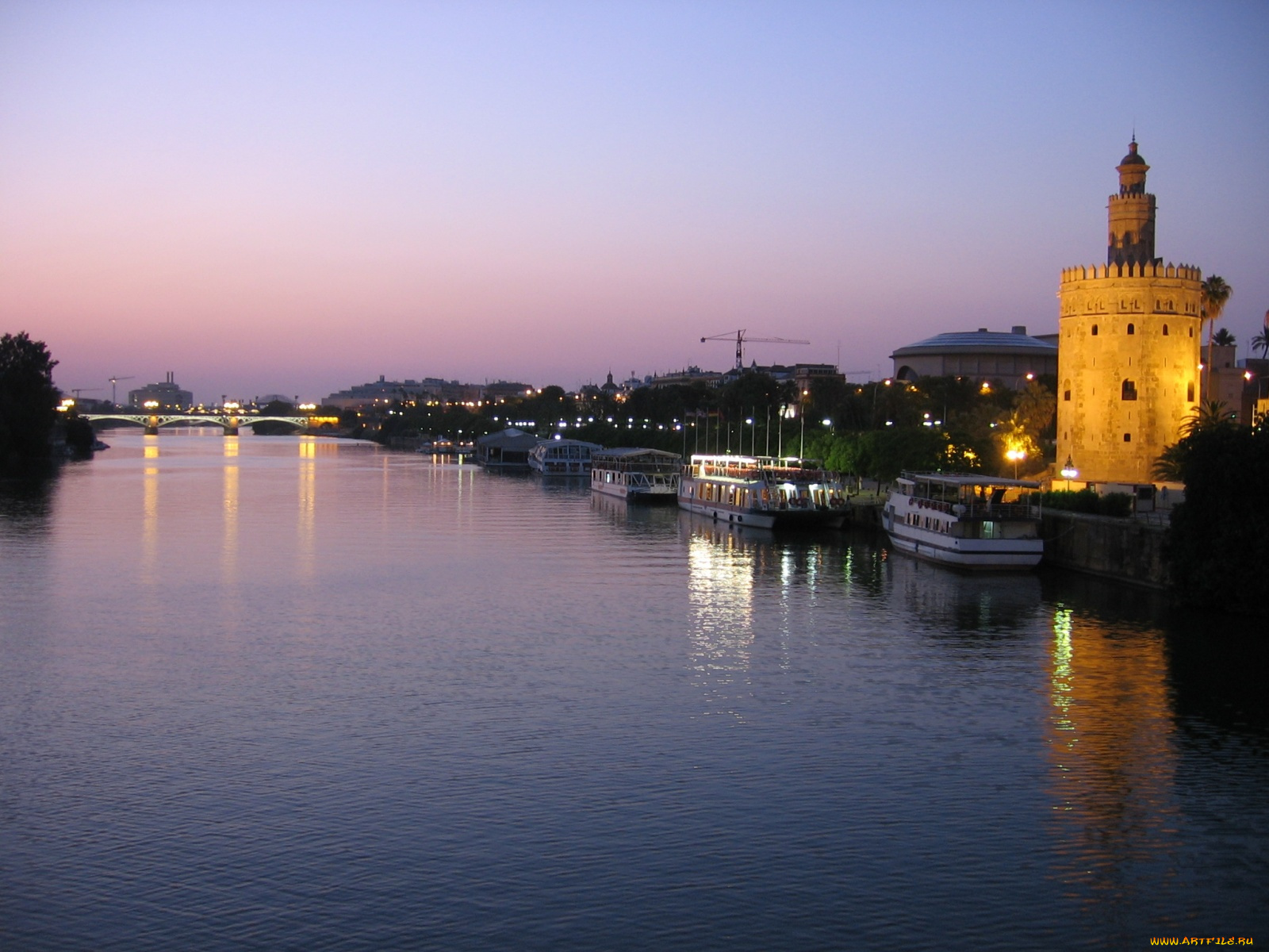 sevilla, spain, города, огни, ночного