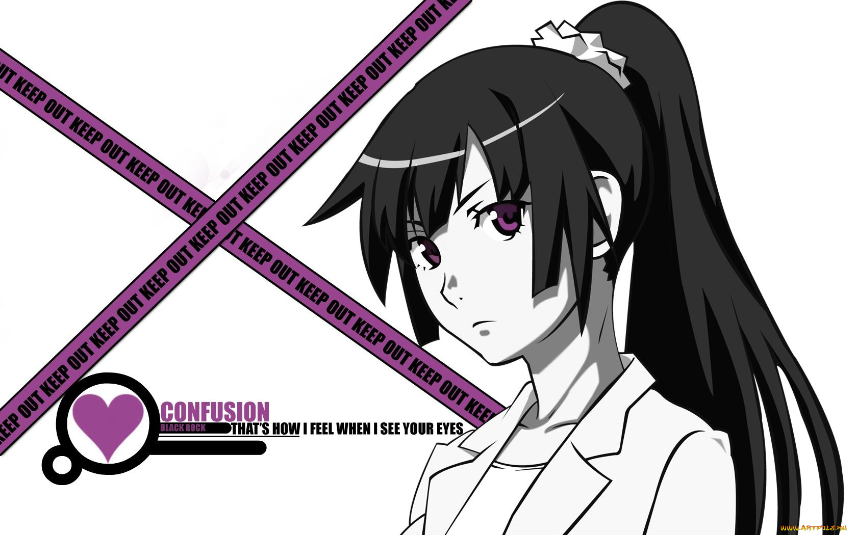 аниме, bakemonogatari, senjougahara, hitagi, девушка, надпись