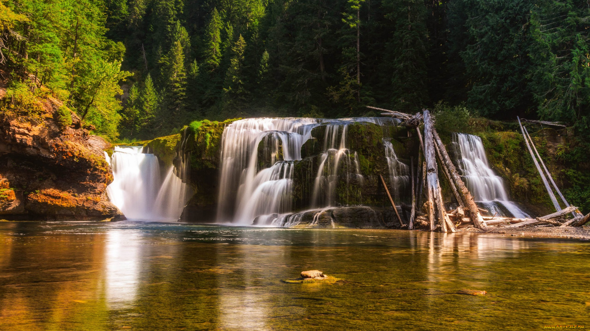 природа, водопады, вода, поток