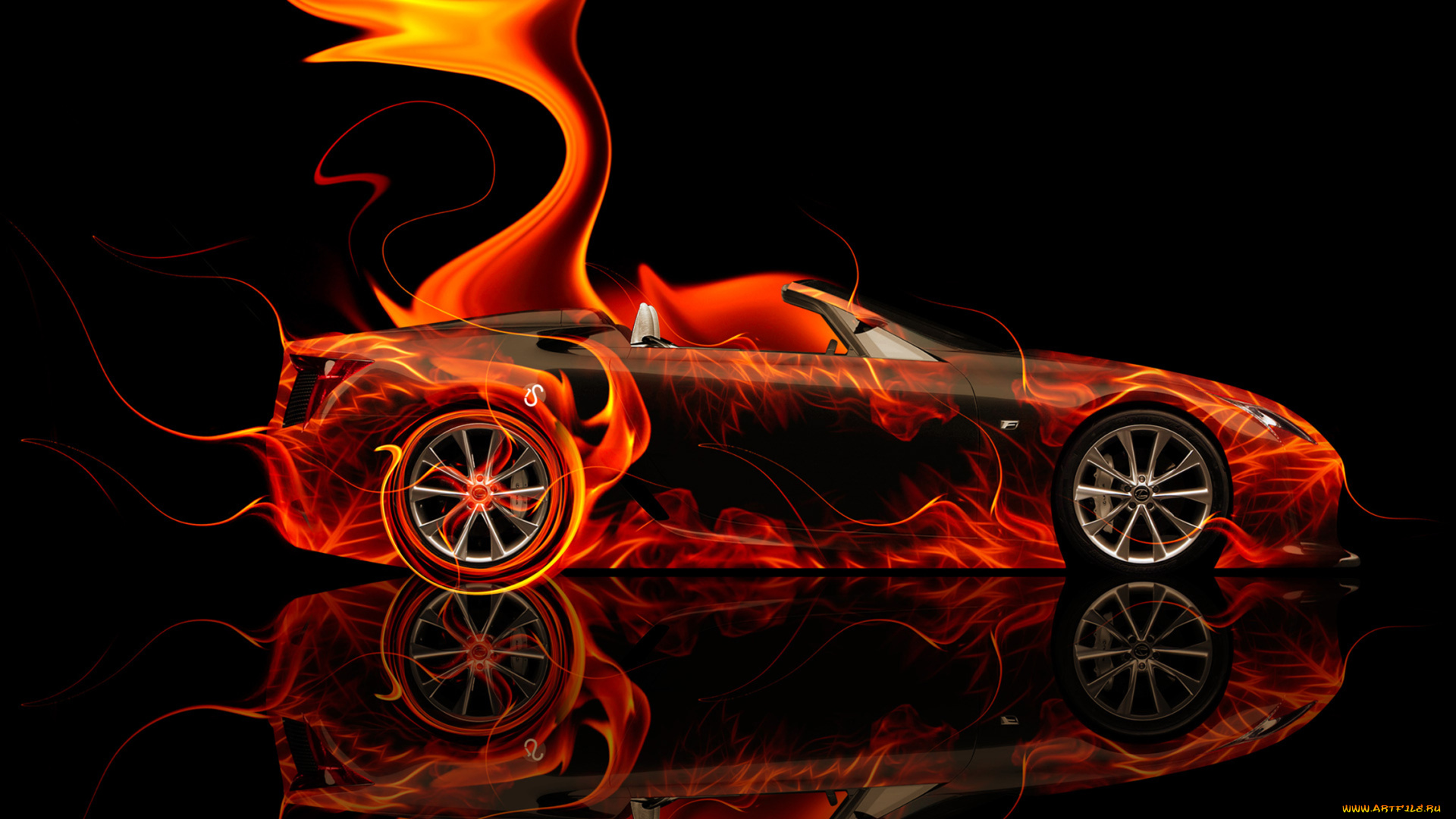 lexus, lfa, roadster, side, super, fire, abstract, car, 2014, автомобили, 3д, lexus, lfa, roadster, side, super, fire, abstract, car, 2014