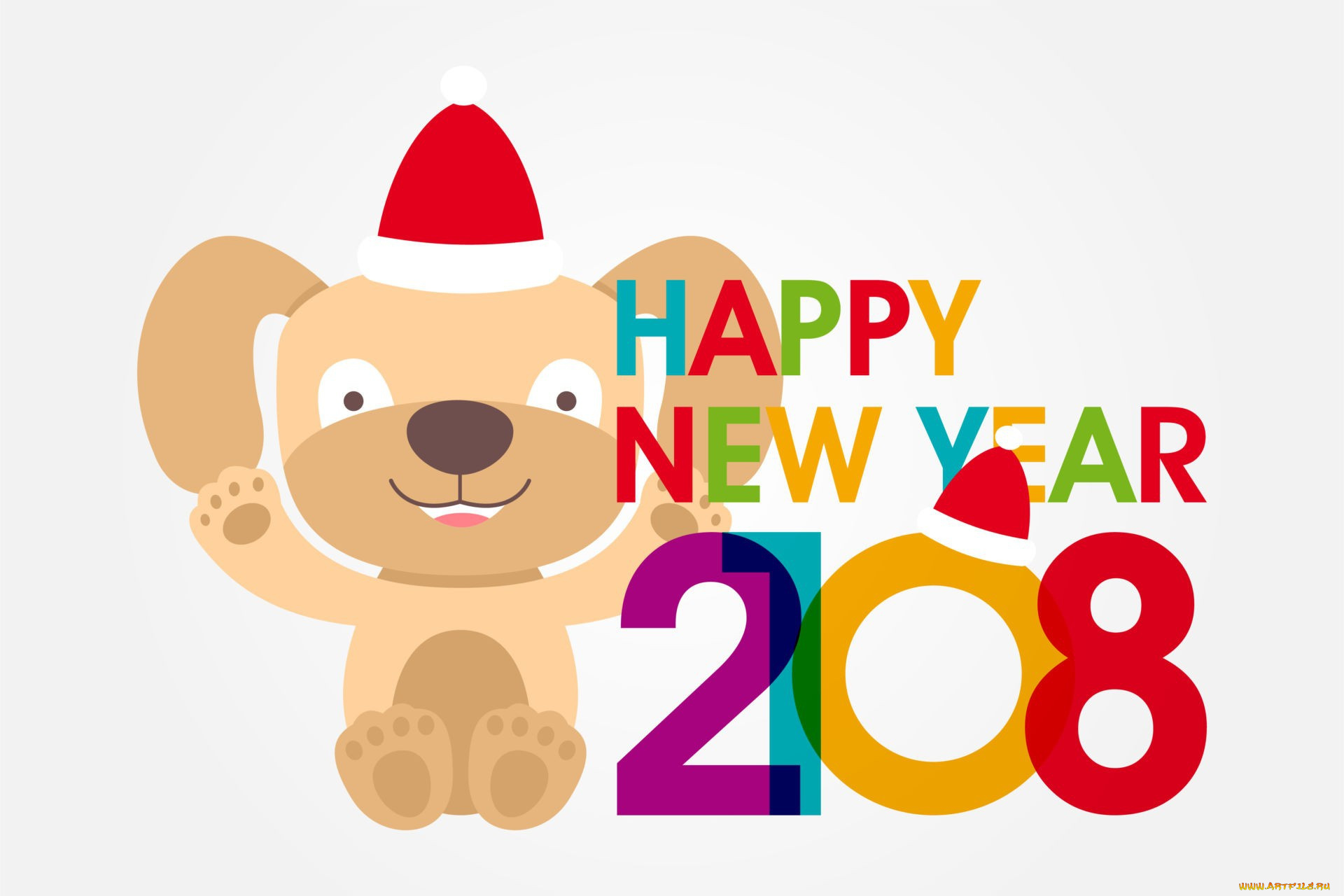 праздничные, векторная, графика, , новый, год, новый, год, 2018, собака