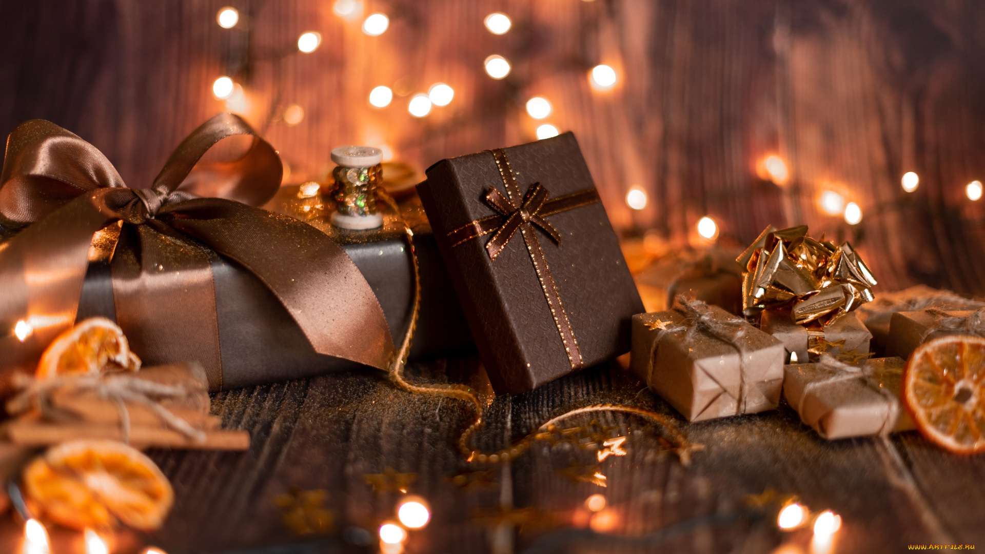 праздничные, подарки, и, коробочки, подарки, коробки, гирлянда, огни