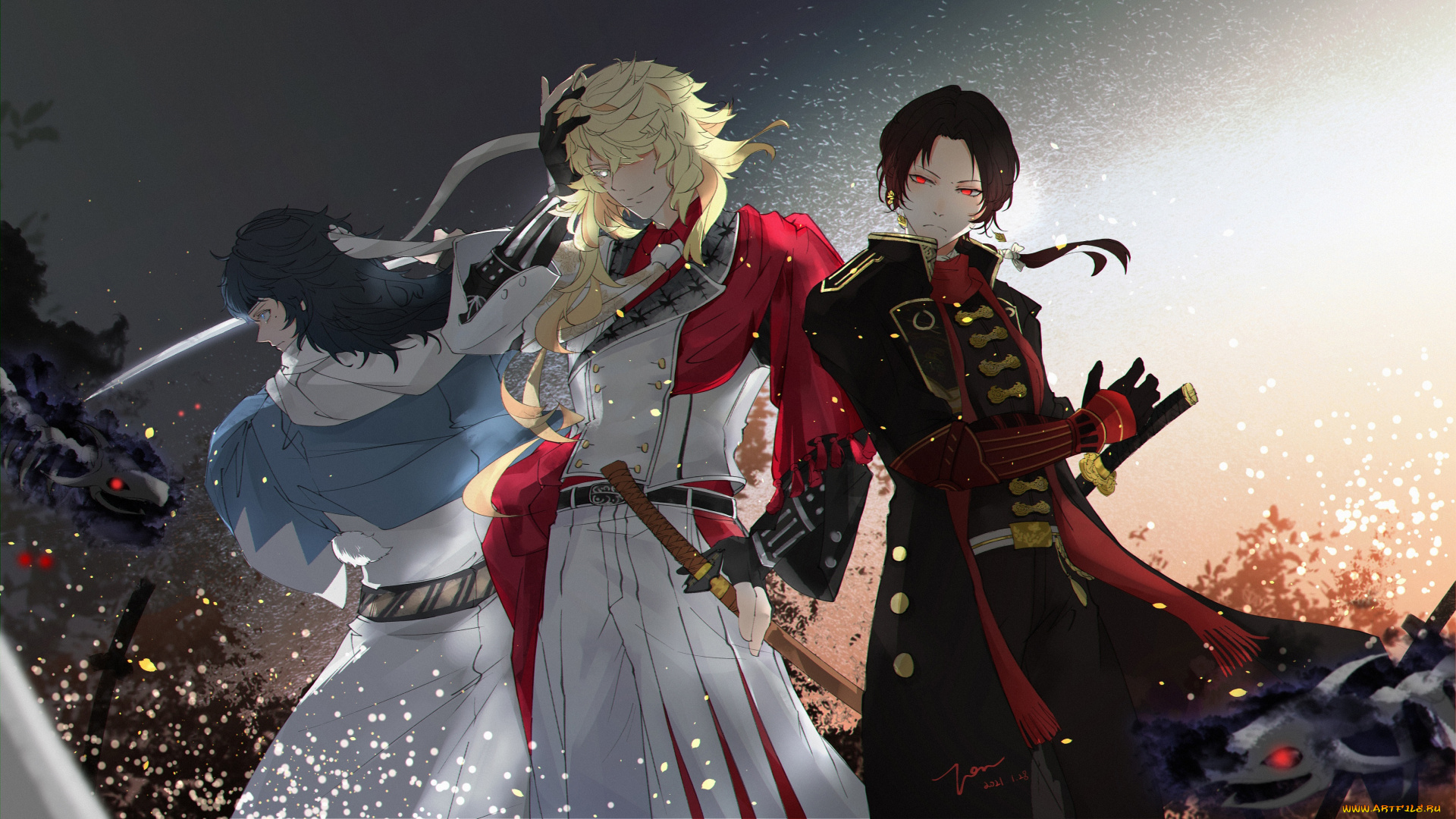 аниме, touken, ranbu, танец, мечей