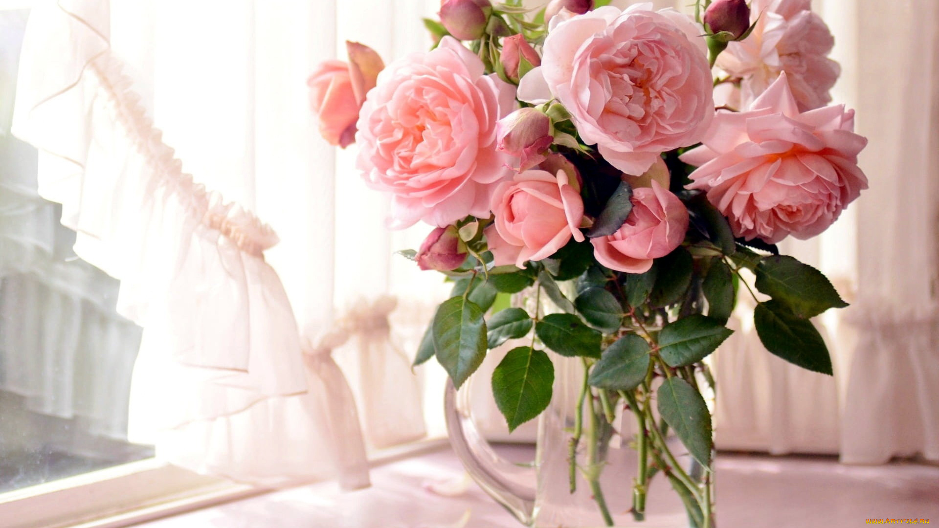 цветы, розы, розовые, бутоны, букет