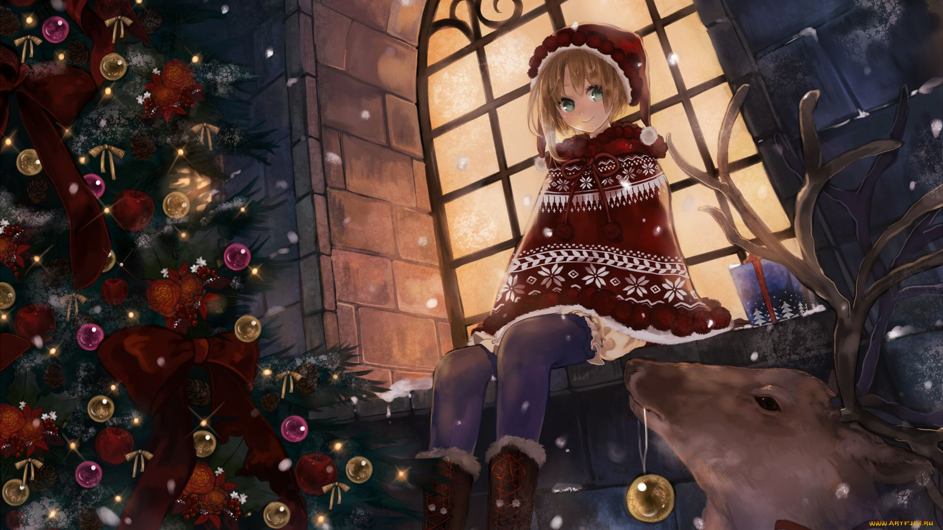 аниме, merry, chrismas, winter