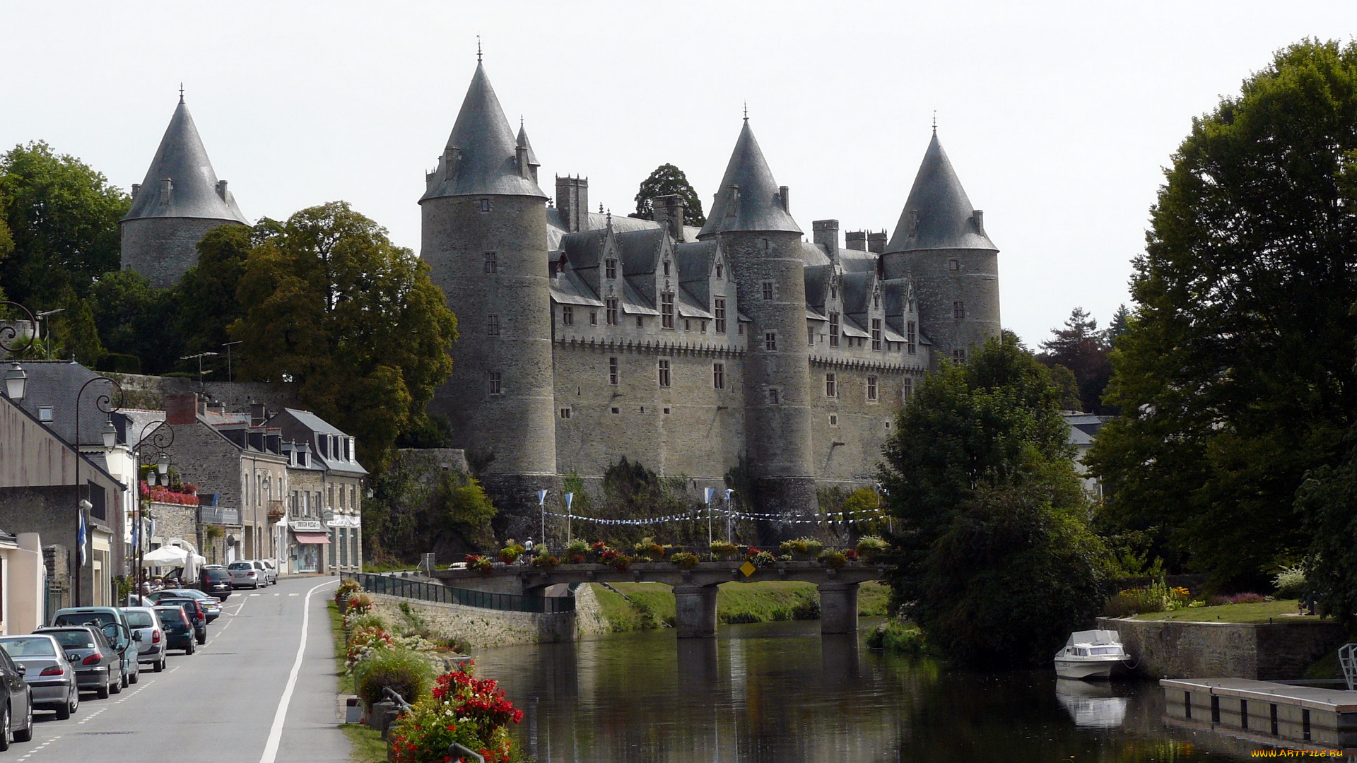 castle, morbihan, france, города, замки, луары, франция, стены, башни, водоем, мостик