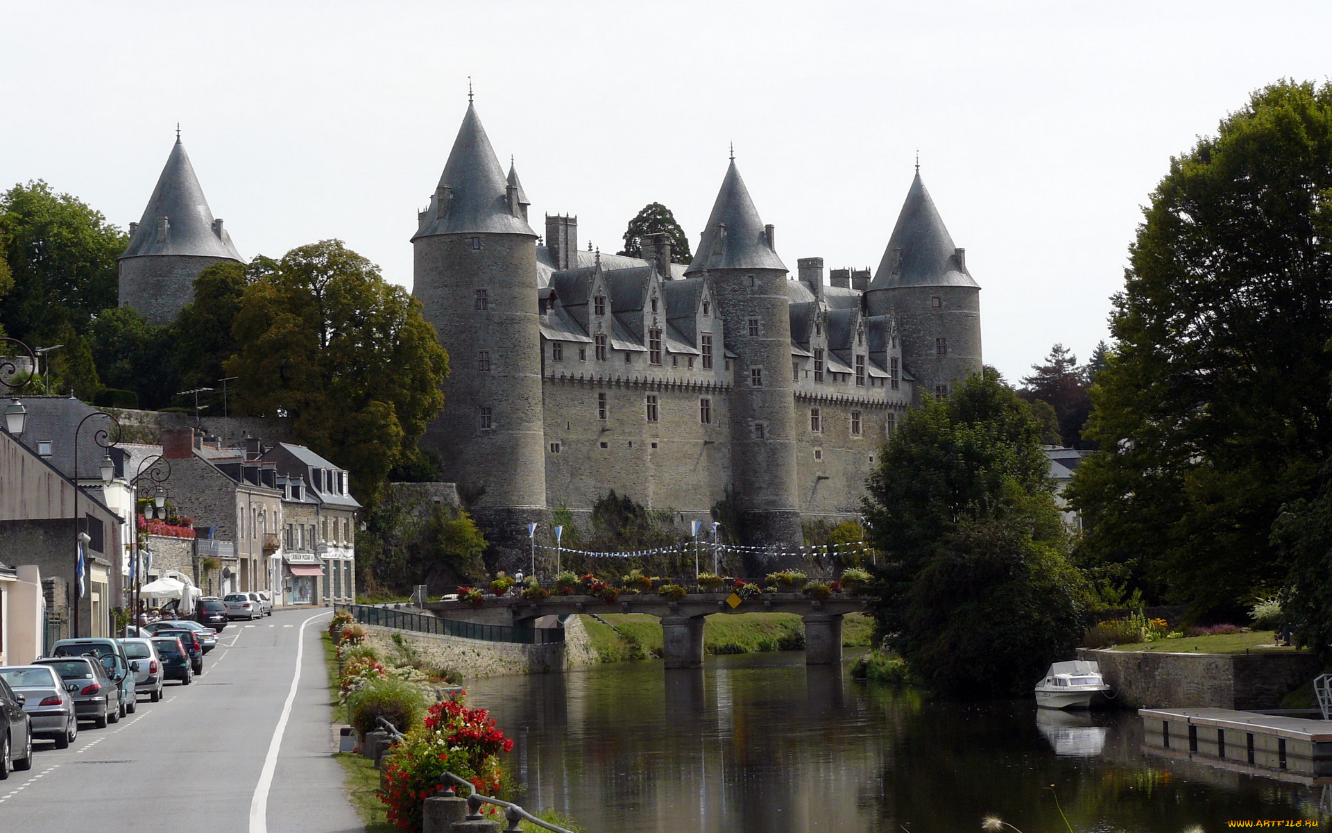 castle, morbihan, france, города, замки, луары, франция, стены, башни, водоем, мостик