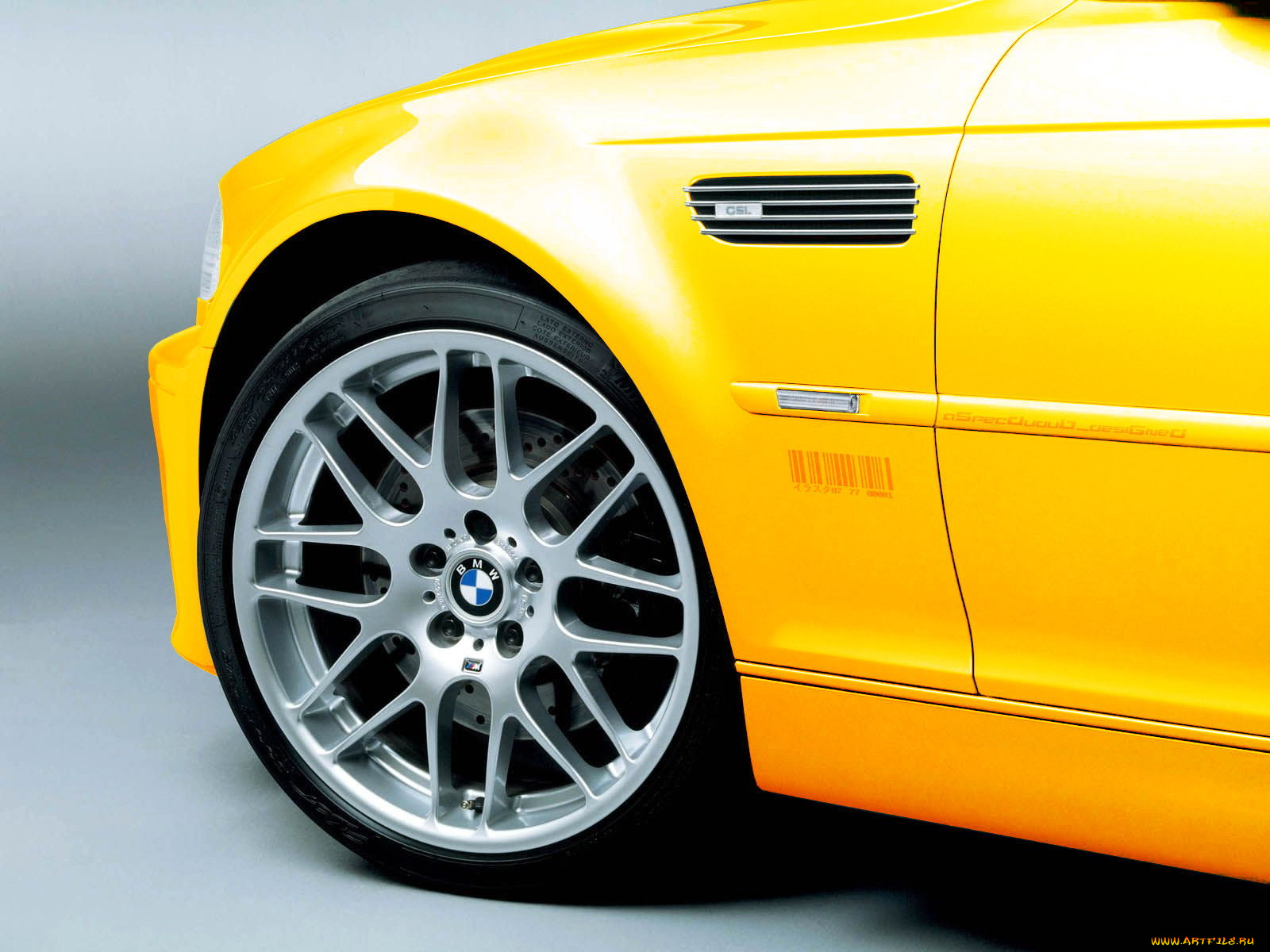 bmw, m3, csl, автомобили, фрагменты, автомобиля, колесо, желтый