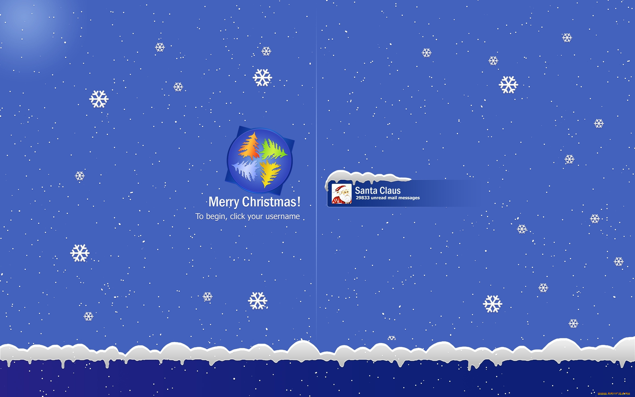 компьютеры, windows, xp, новый, год, рождество, заставка, логотип, снег, снежинки