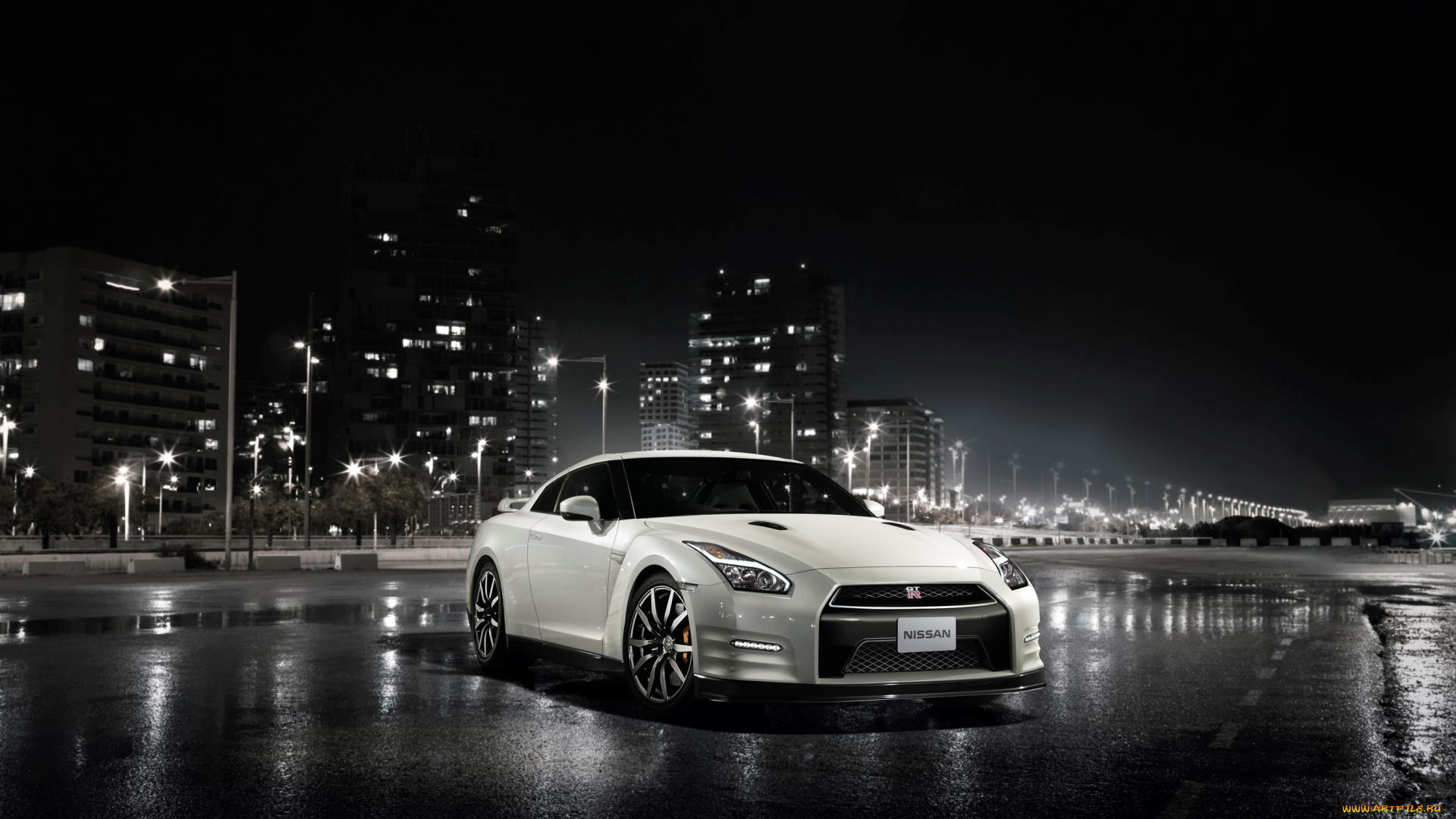 2014, nissan, gt-r, автомобили, nissan, datsun, ночь, огни, город