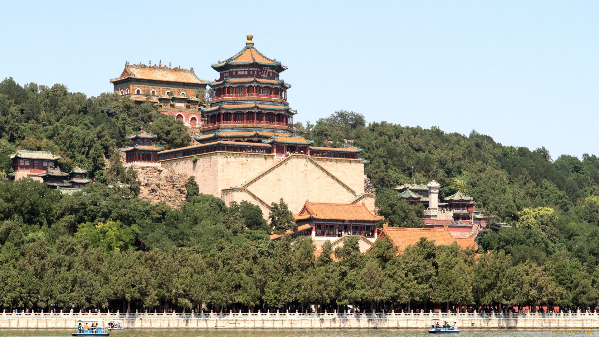 города, пекин, , китай, пагода, река