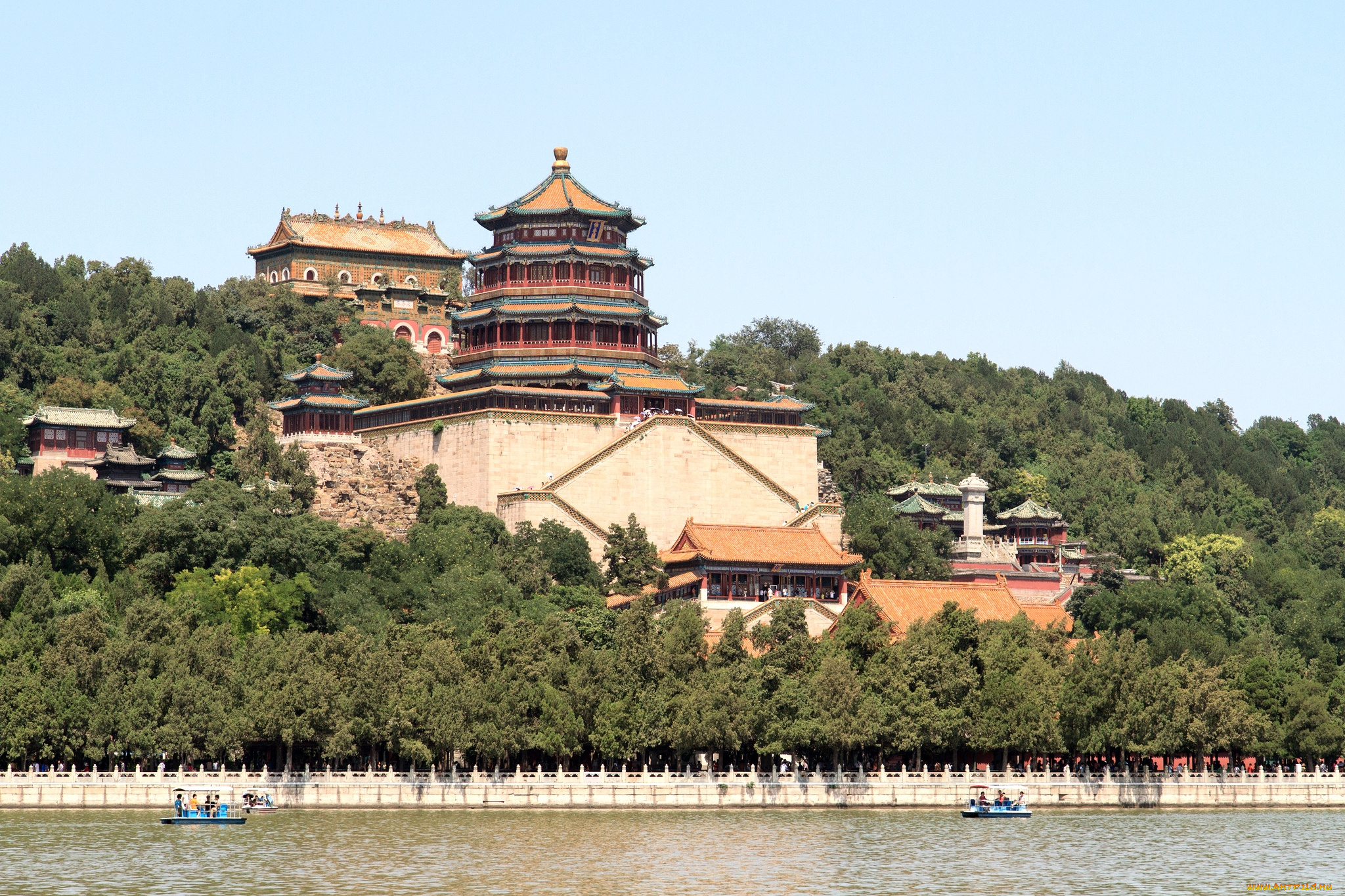 города, пекин, , китай, пагода, река