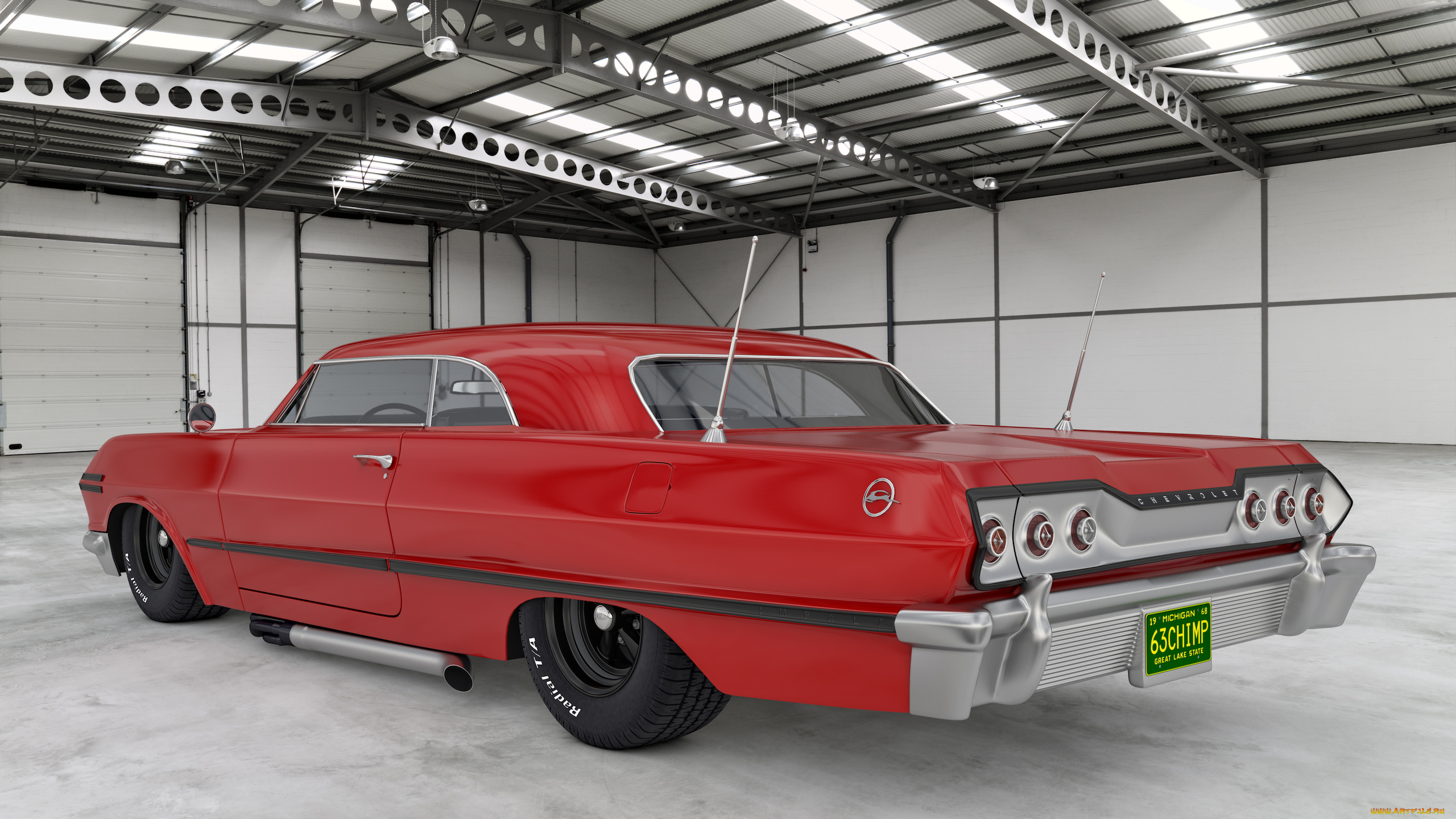 автомобили, 3д, chevrolet, impala, 1963