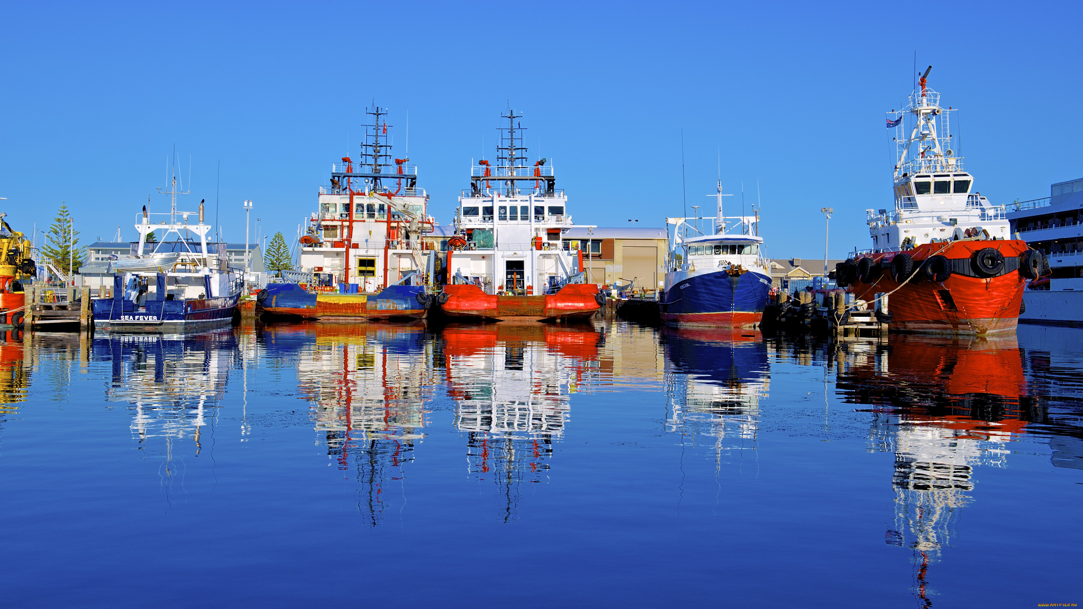 fremantle, , australia, корабли, разные, вместе, отражение, порт, австралия, australia, фримантл