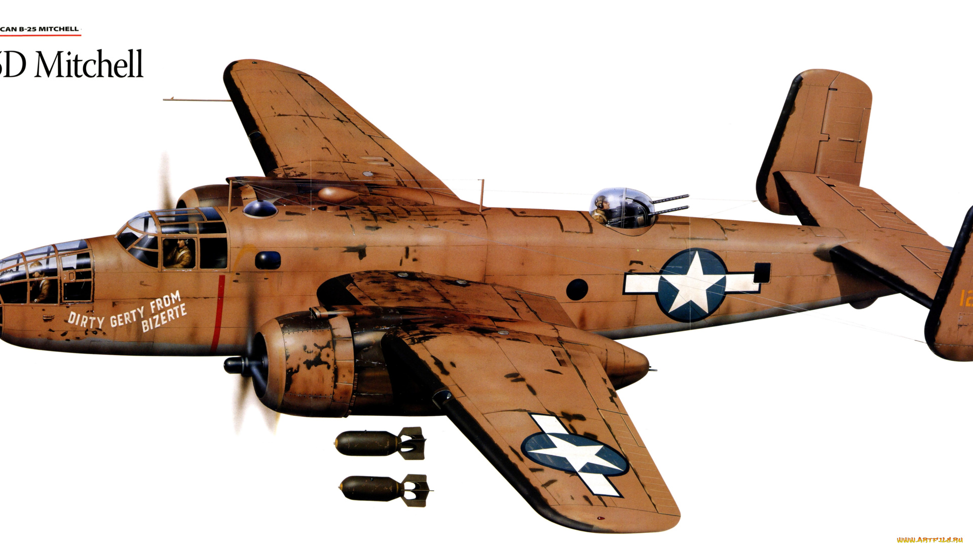 авиация, 3д, рисованые, v-graphic, b-25, american, north, бомбардировщик, mitchell