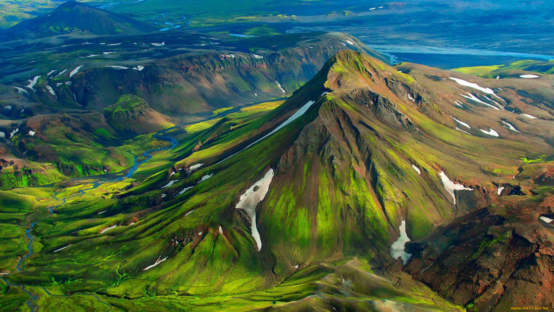 природа, горы, исландия, холмы, долина
