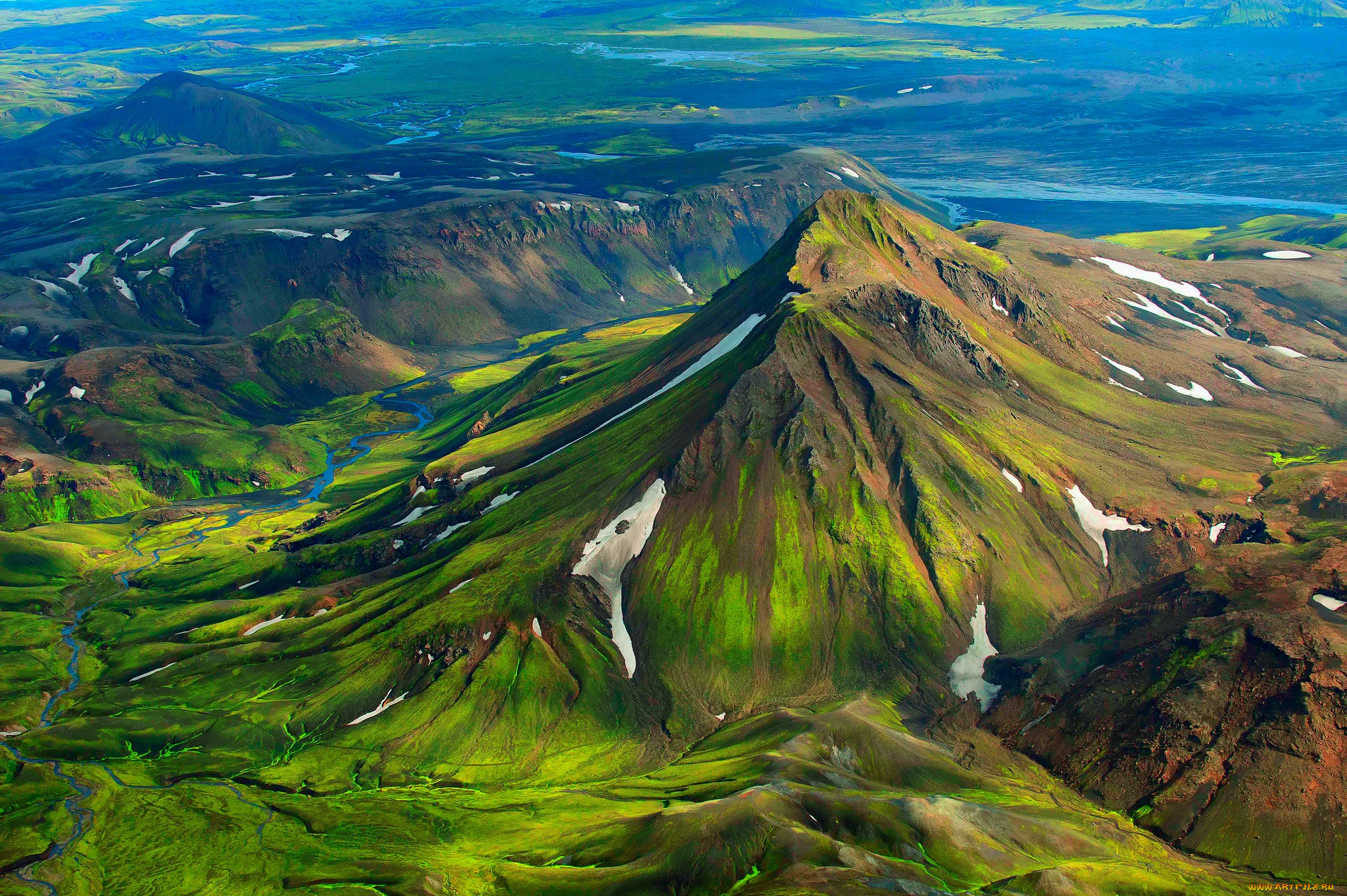 природа, горы, исландия, холмы, долина