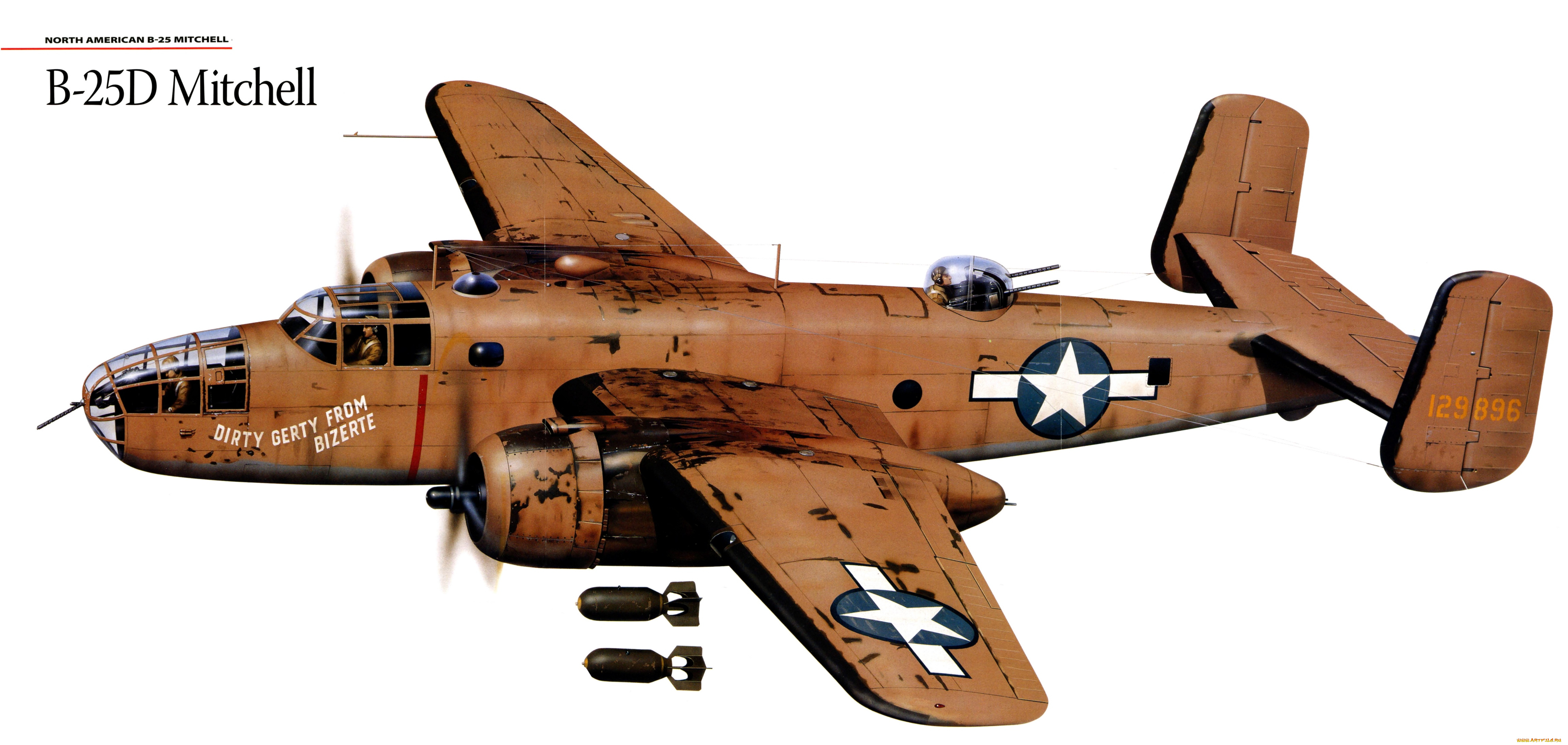 авиация, 3д, рисованые, v-graphic, b-25, american, north, бомбардировщик, mitchell
