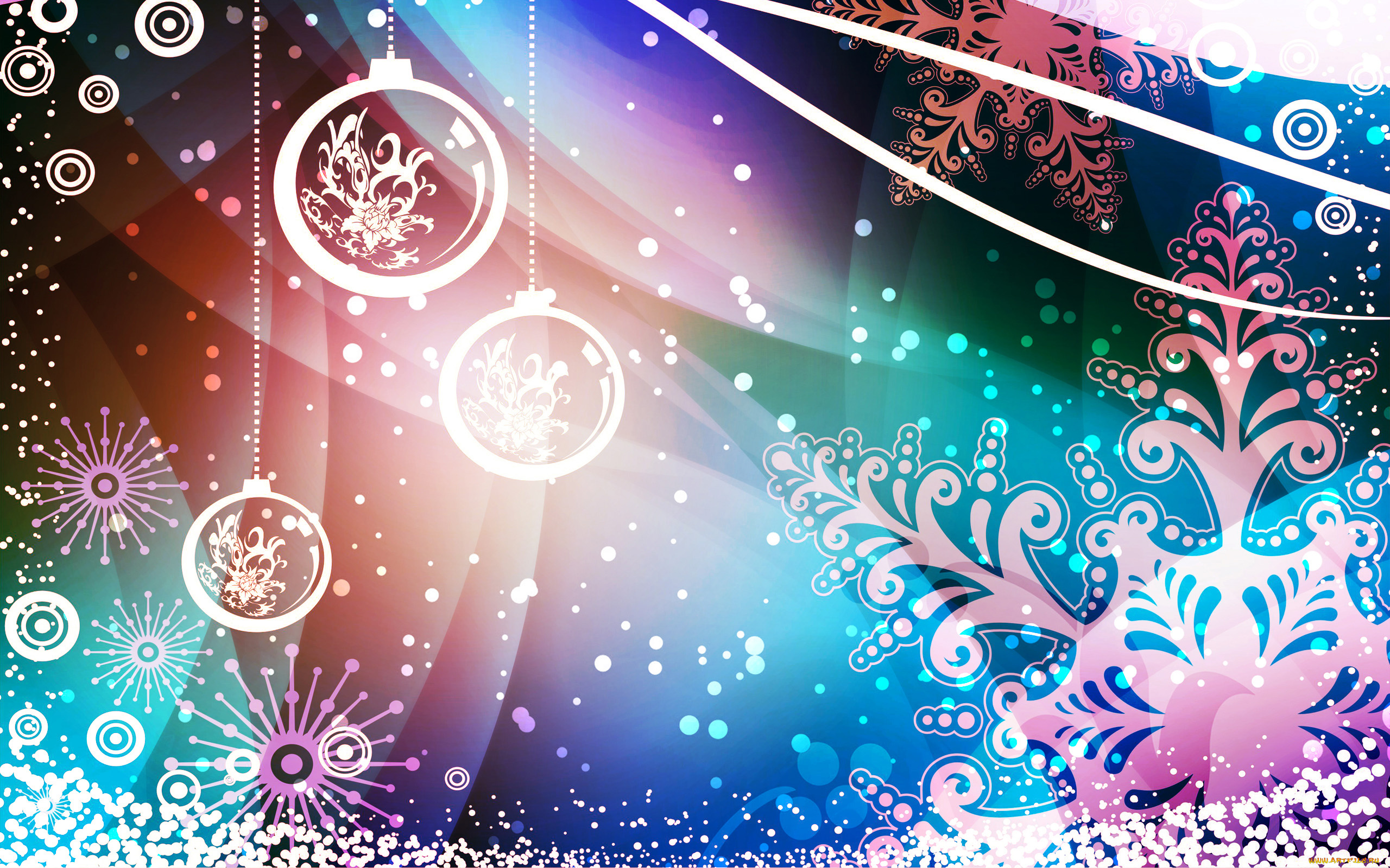 праздничные, векторная, графика, , новый, год, снежинки, украшения, шары, снег