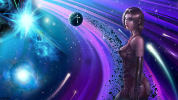Картинка 3д графика fantasy фантазия девушка планета