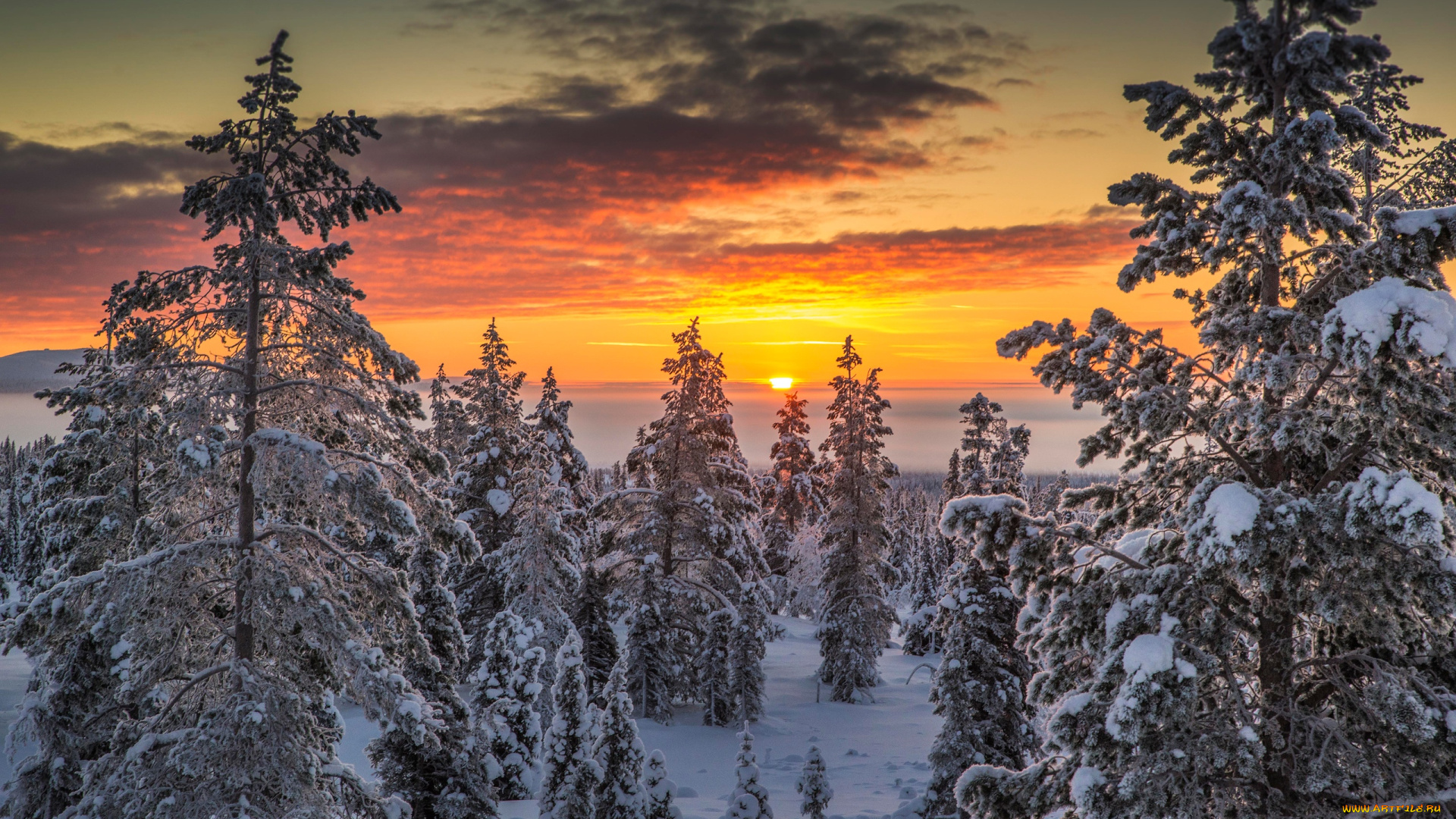 природа, зима, -32, финляндия, лапландия