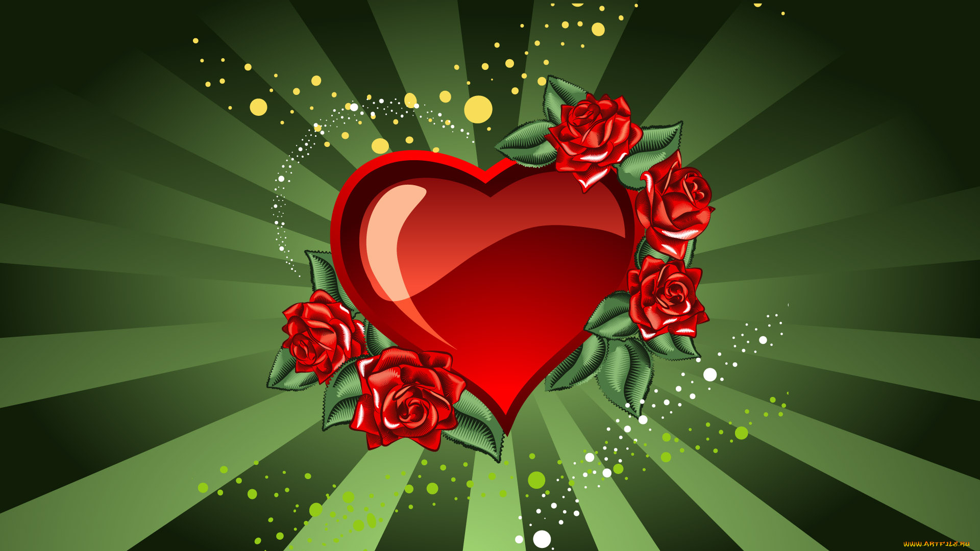 векторная, графика, сердечки, , hearts, сердечко, розы, лучи