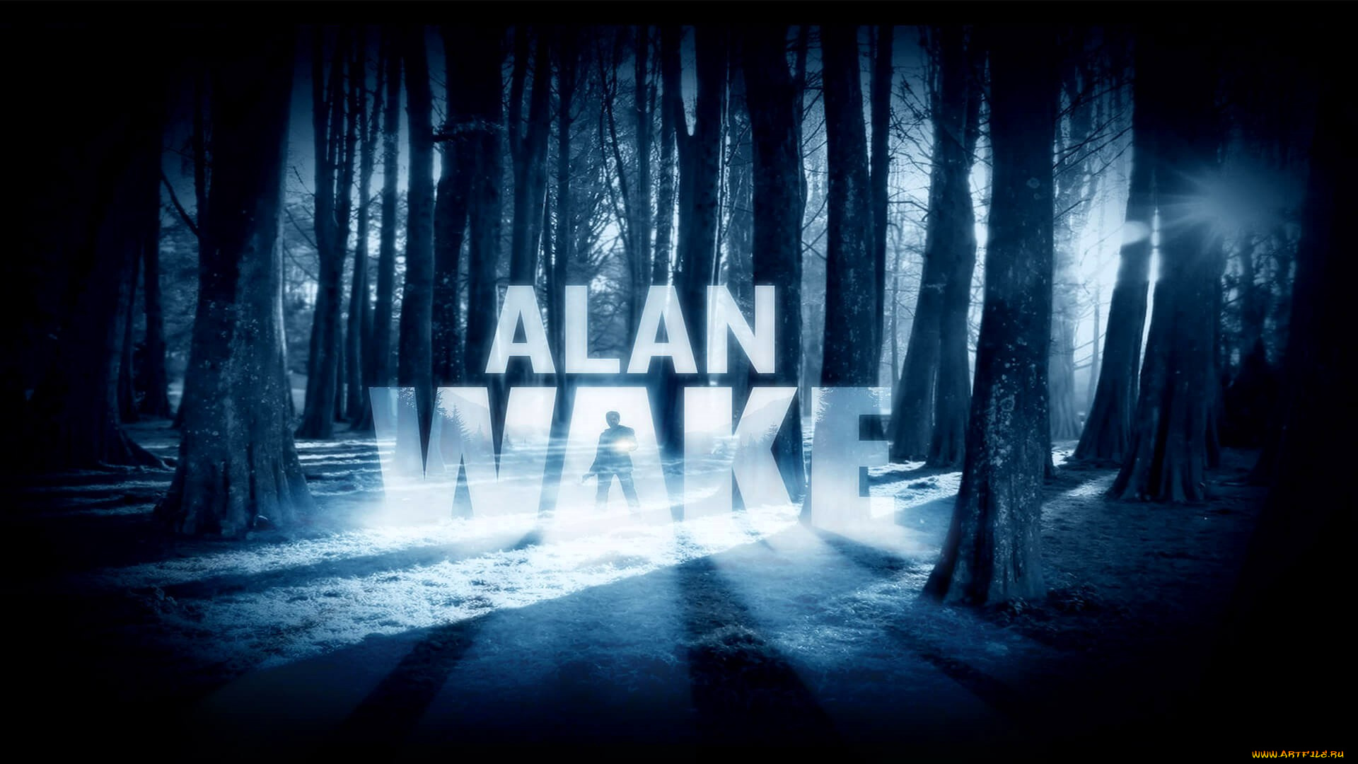 видео, игры, alan, wake, мужчина, фонарь, лес