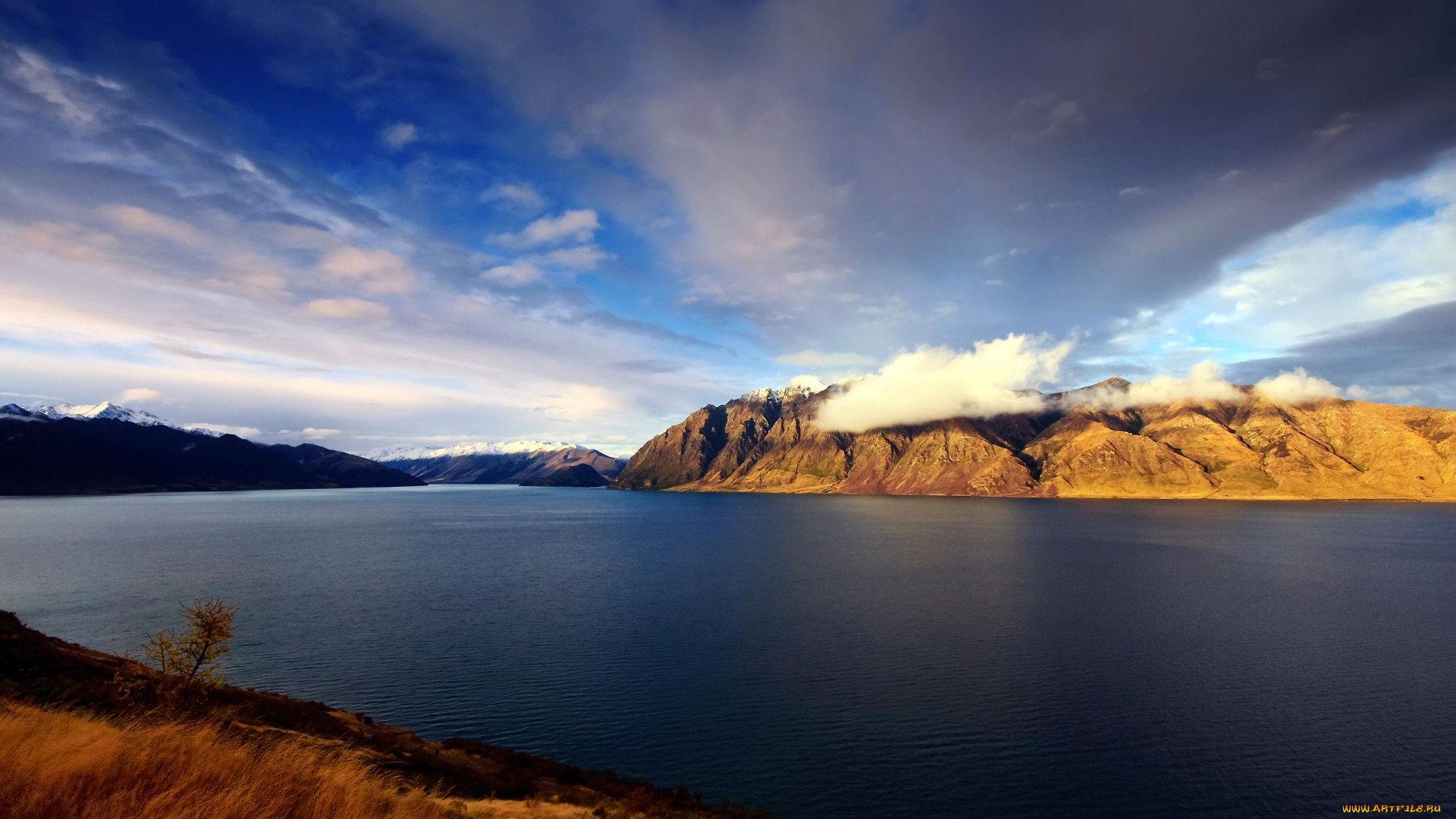 lake, hawea, new, zealand, природа, реки, озера