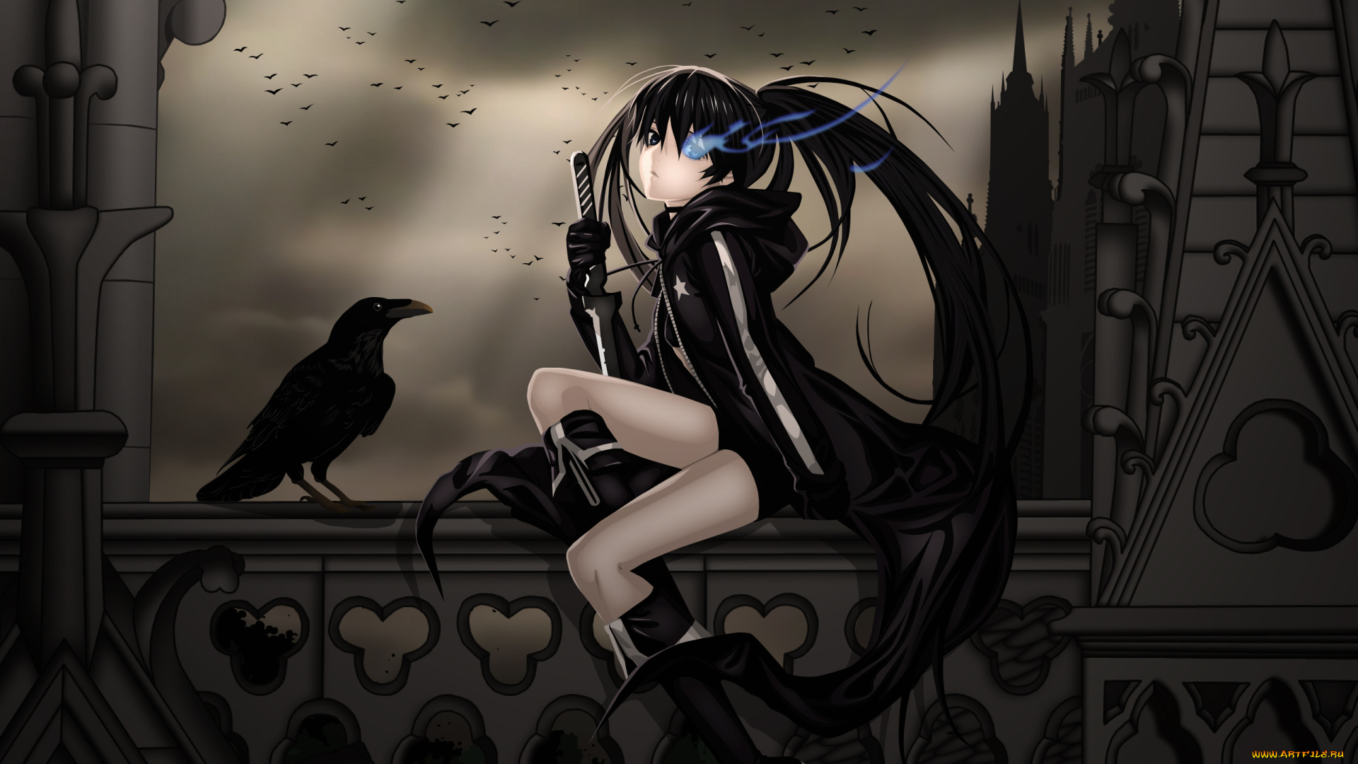 аниме, black, rock, shooter