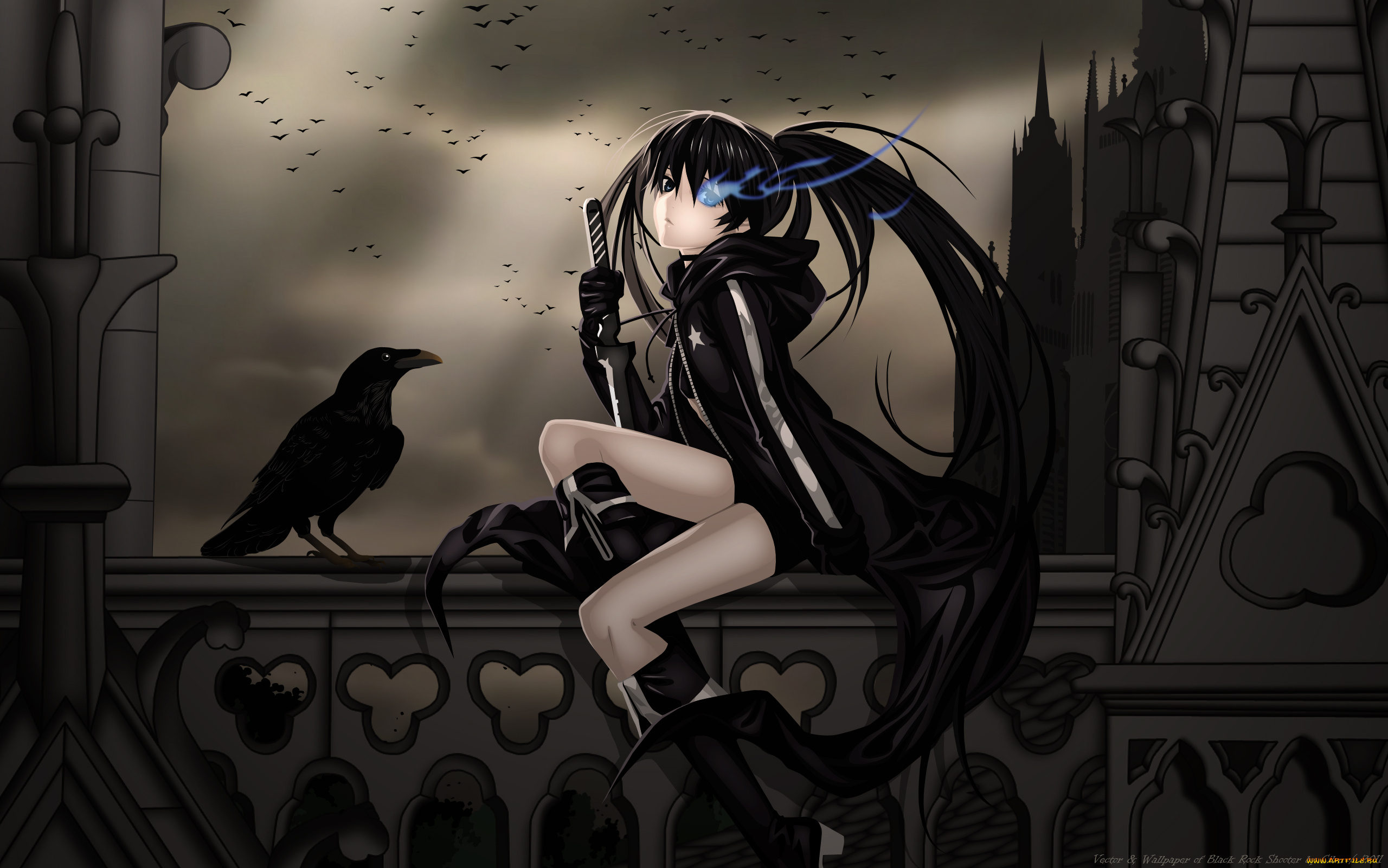 аниме, black, rock, shooter