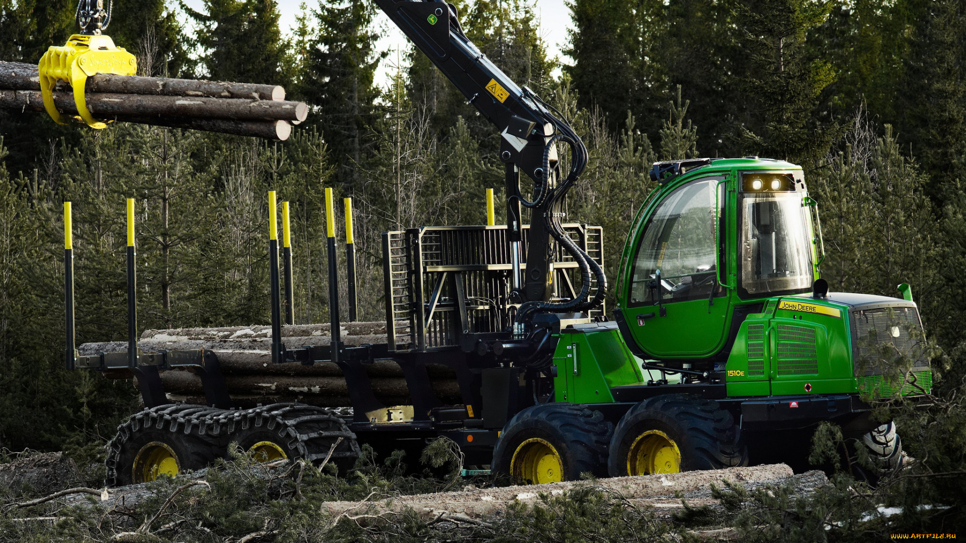 john, deere, 1510e, forwarder, техника, тракторы, лесозаготовка, колесно-гусеничный, трактор