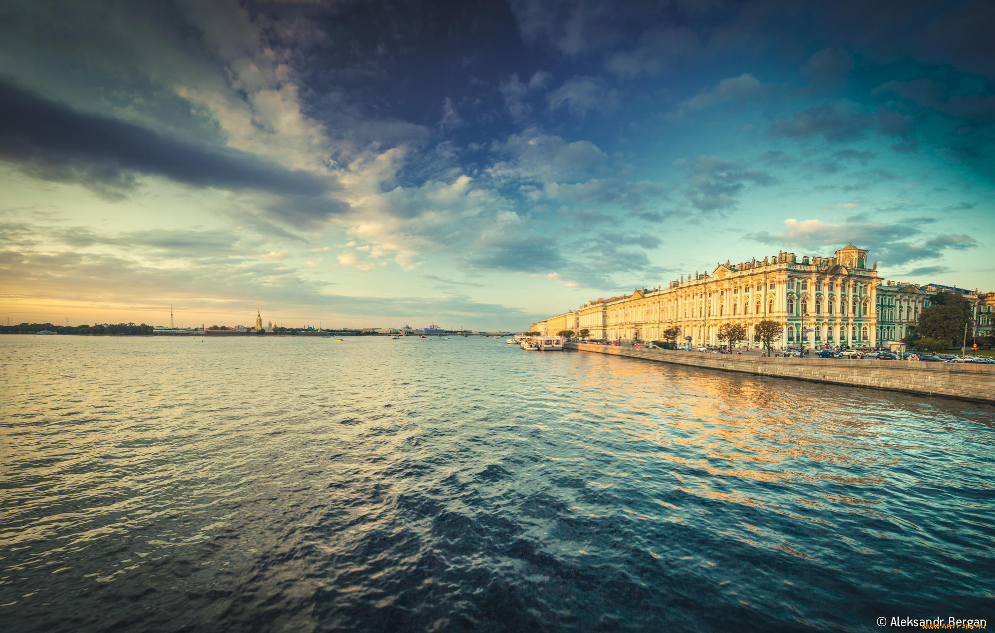 авт, , александр, берган, города, санкт-петербург, , петергоф, , россия, набережная, эрмитаж, зимний, дворец, река, нева