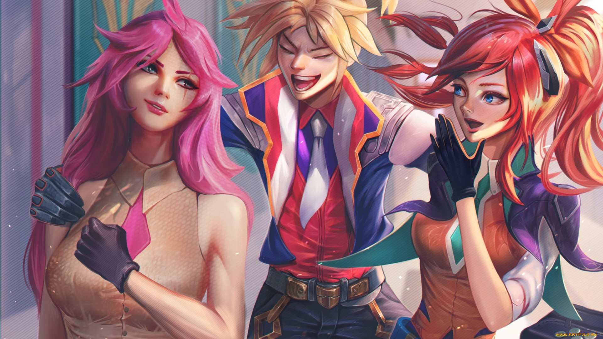 видео, игры, league, of, legends, ezreal, fan, art, katarina, lux, league, of, legends