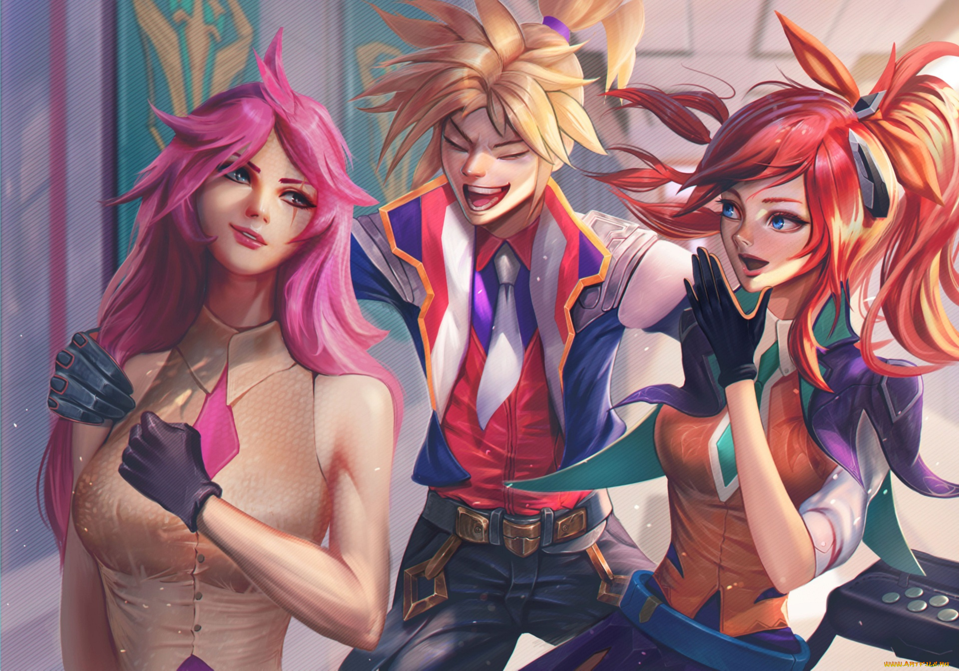 видео, игры, league, of, legends, ezreal, fan, art, katarina, lux, league, of, legends