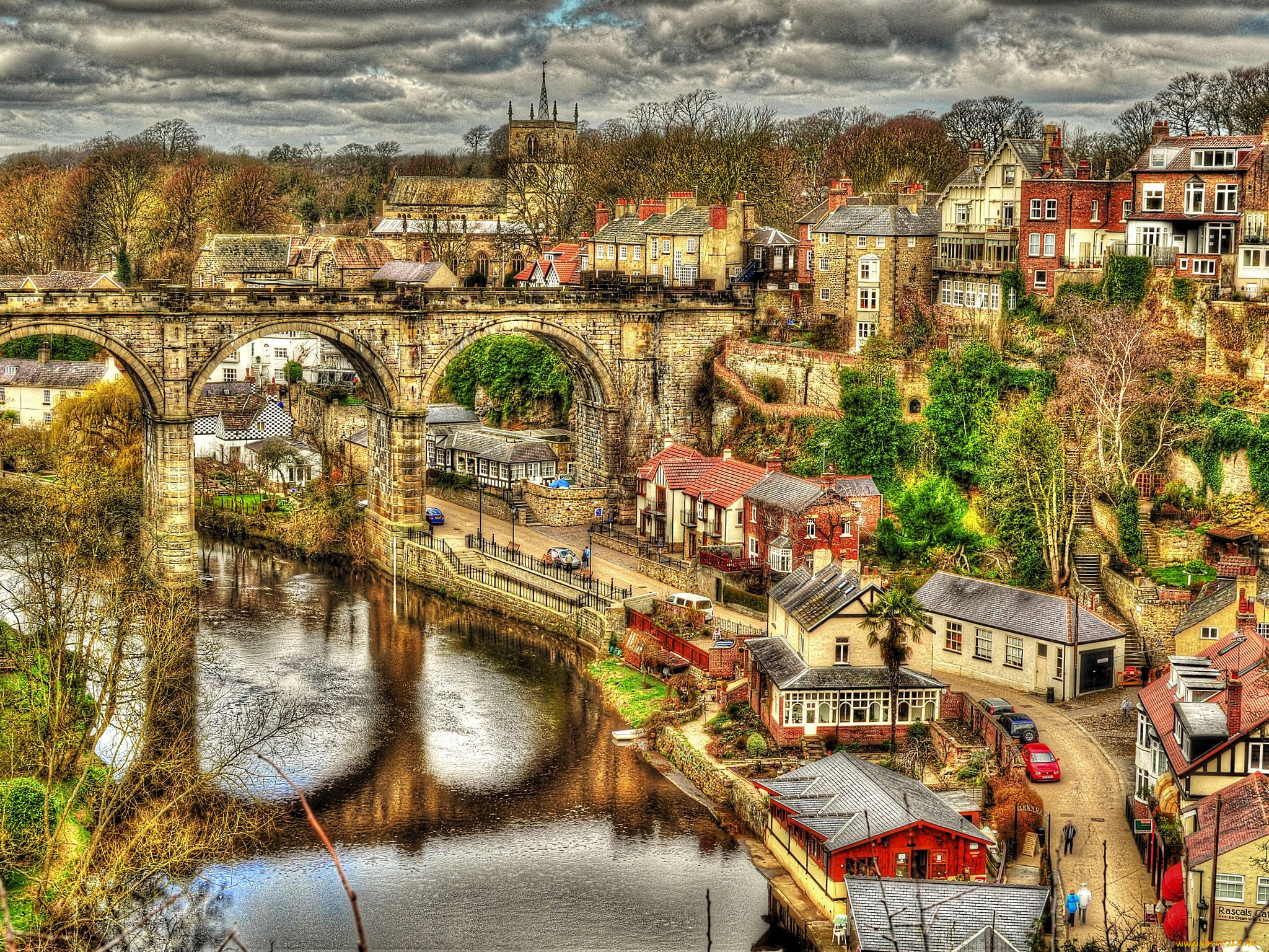 knaresborough, north, yorkshire, города, мосты