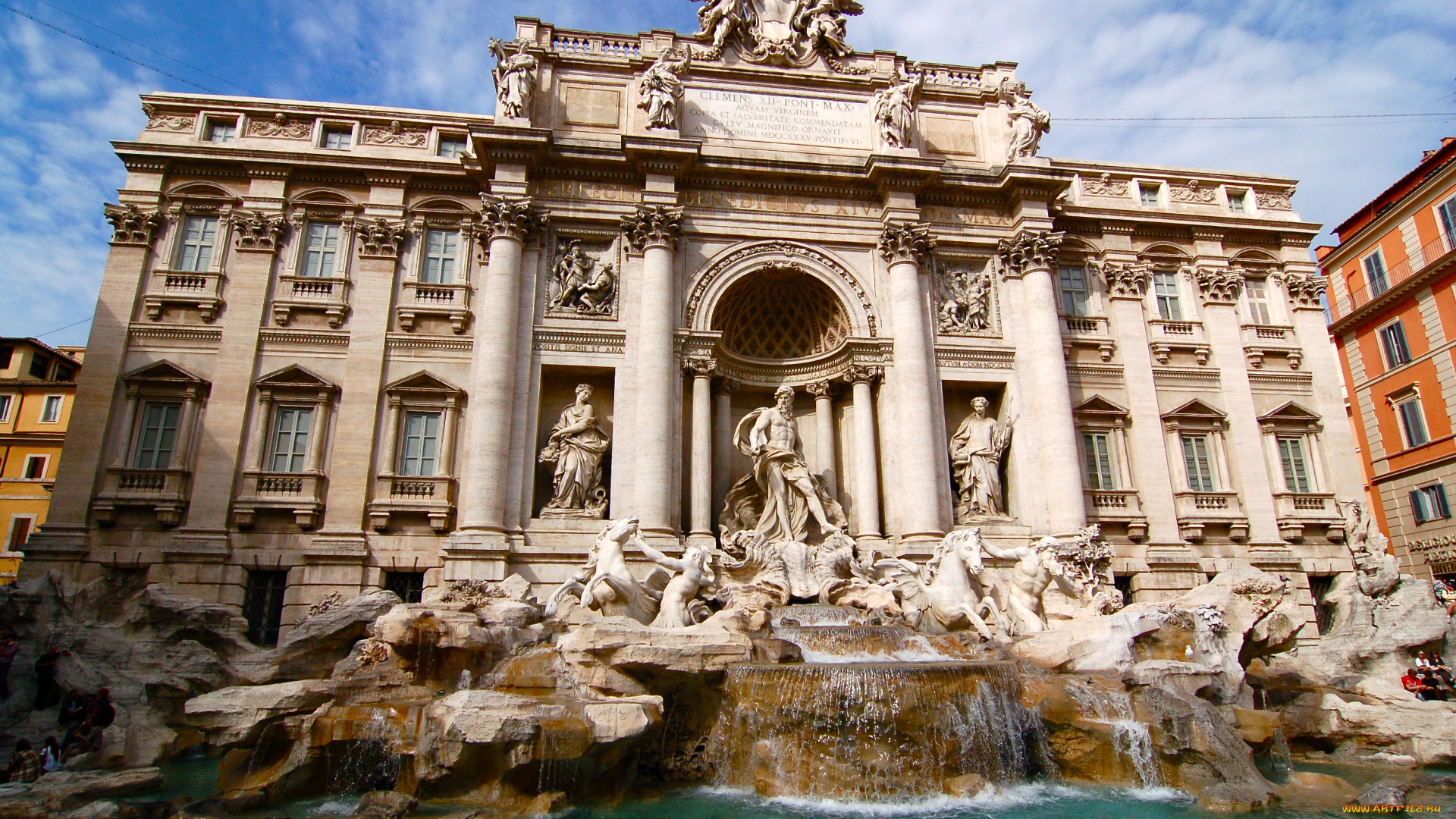 fontana, di, trevi, города, рим, ватикан, италия, дворец, фонтаны