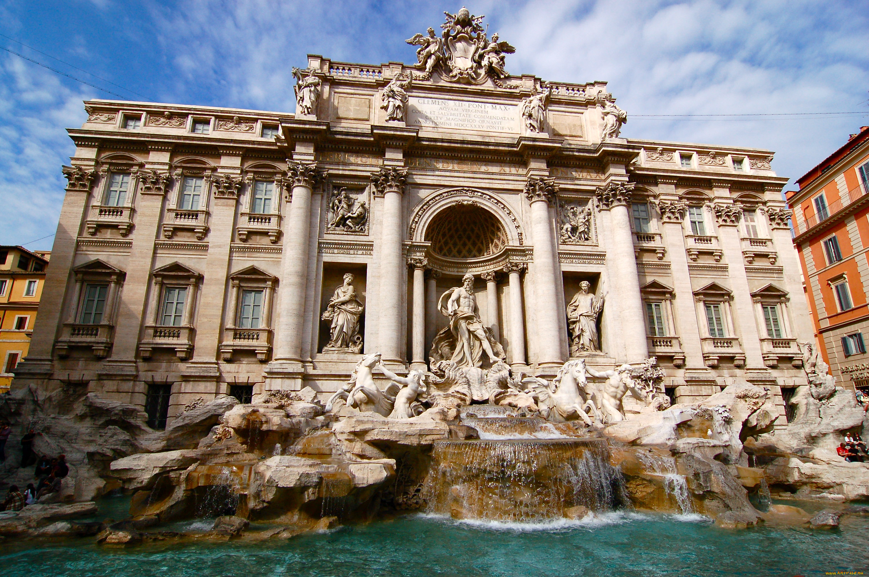 fontana, di, trevi, города, рим, ватикан, италия, дворец, фонтаны