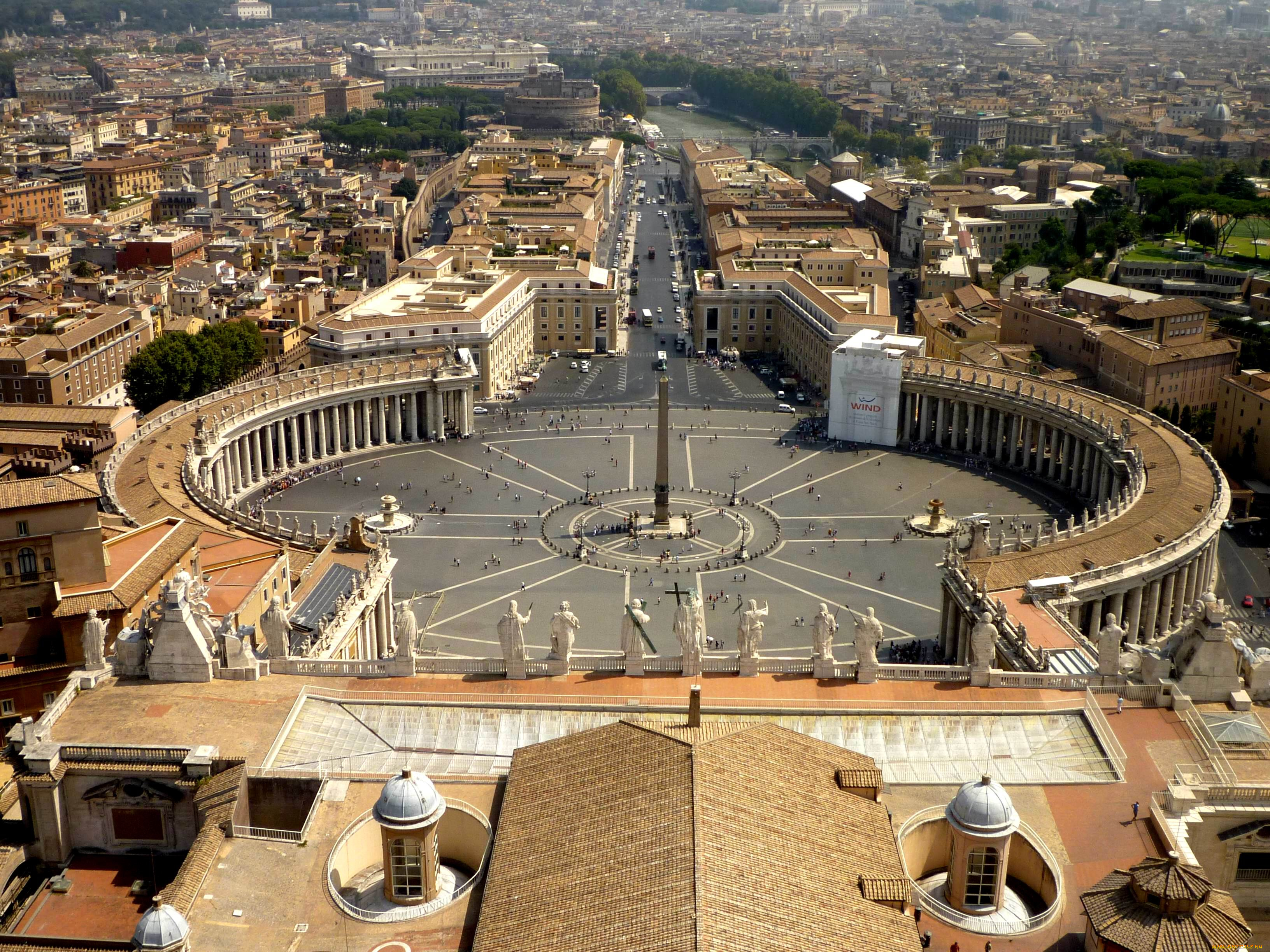 st, peters, cupola, view, города, рим, ватикан, италия, площадь, собор