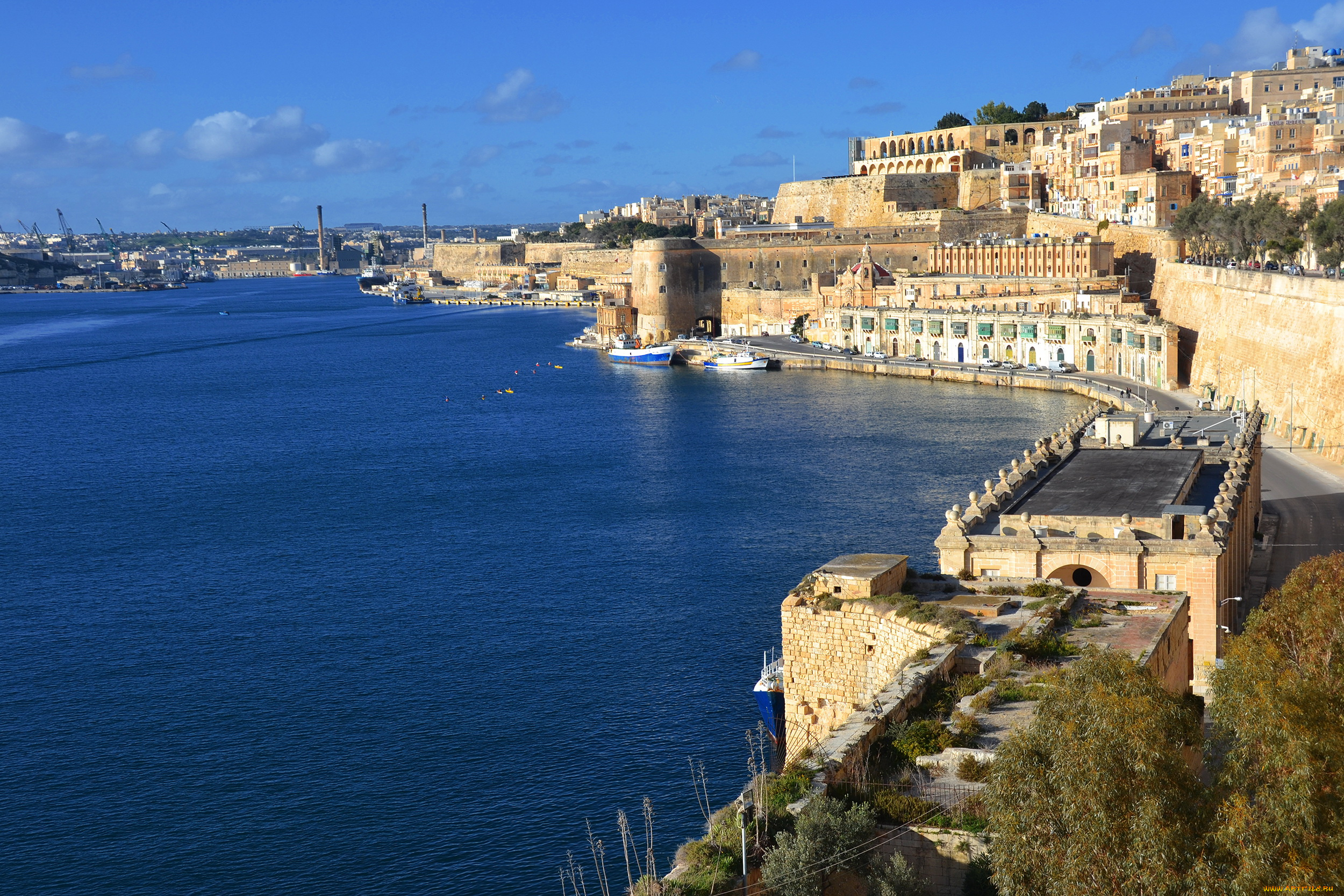 valletta, malta, города, валетта, мальта, панорама, море, дома