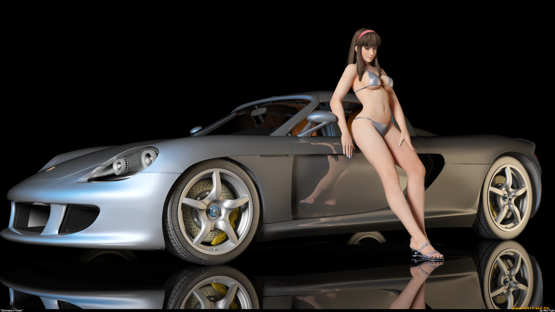 автомобили, 3d, car&girl, автомобиль, девушка