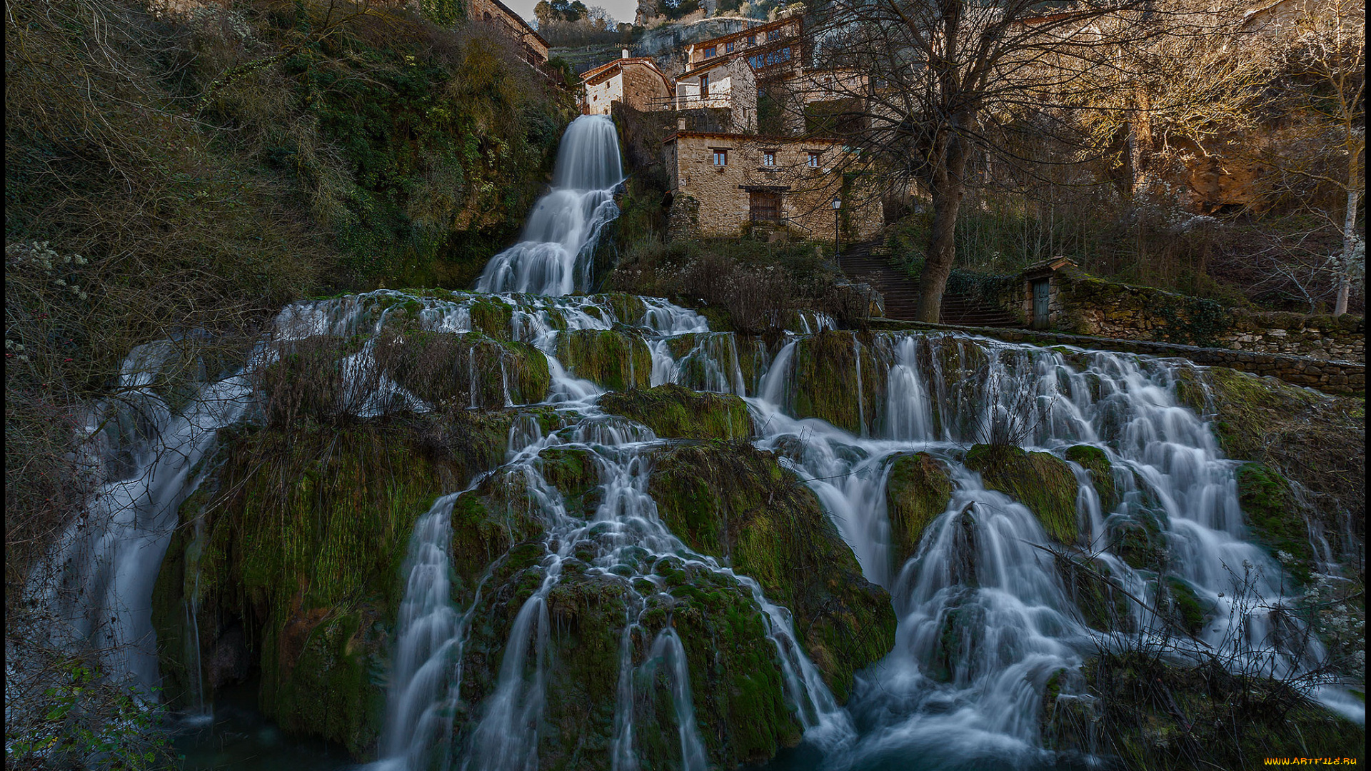 природа, водопады, река, лес, водопад