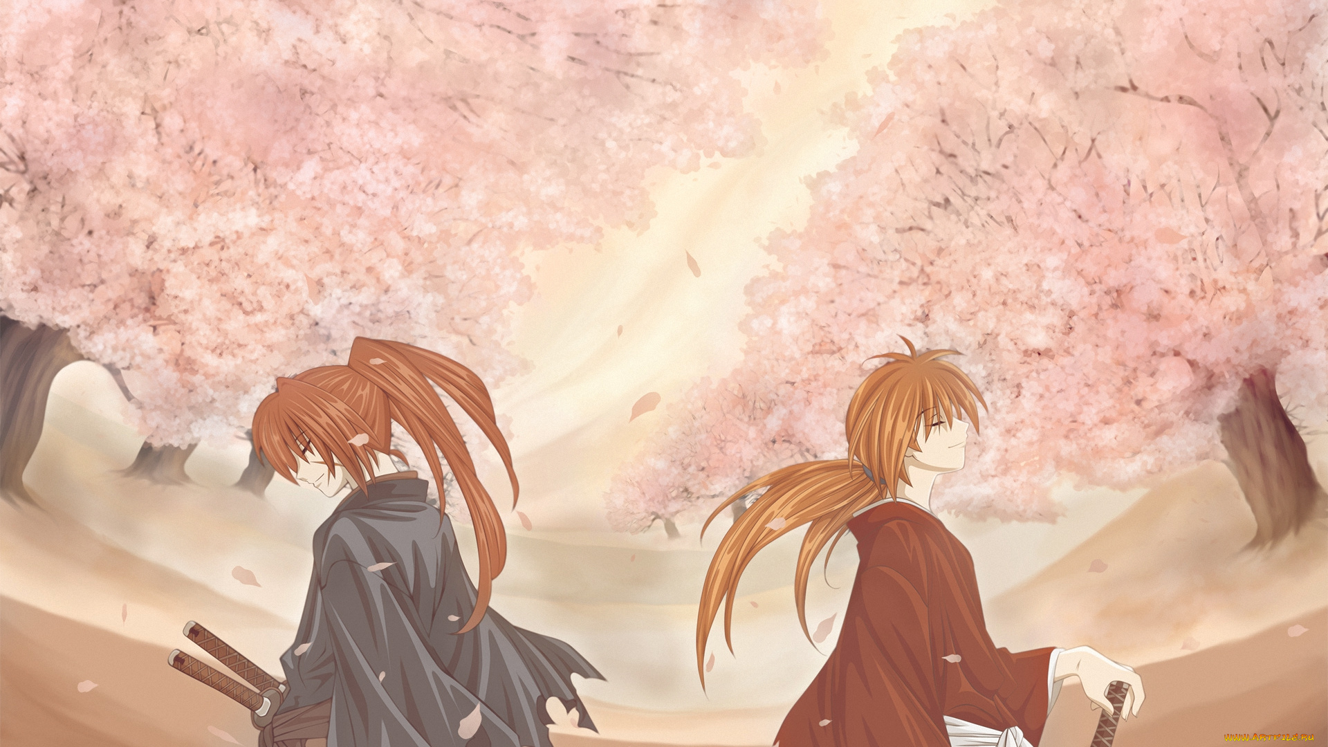 аниме, rurouni, kenshin, мужчина, kenshin, himura, самурай, меч