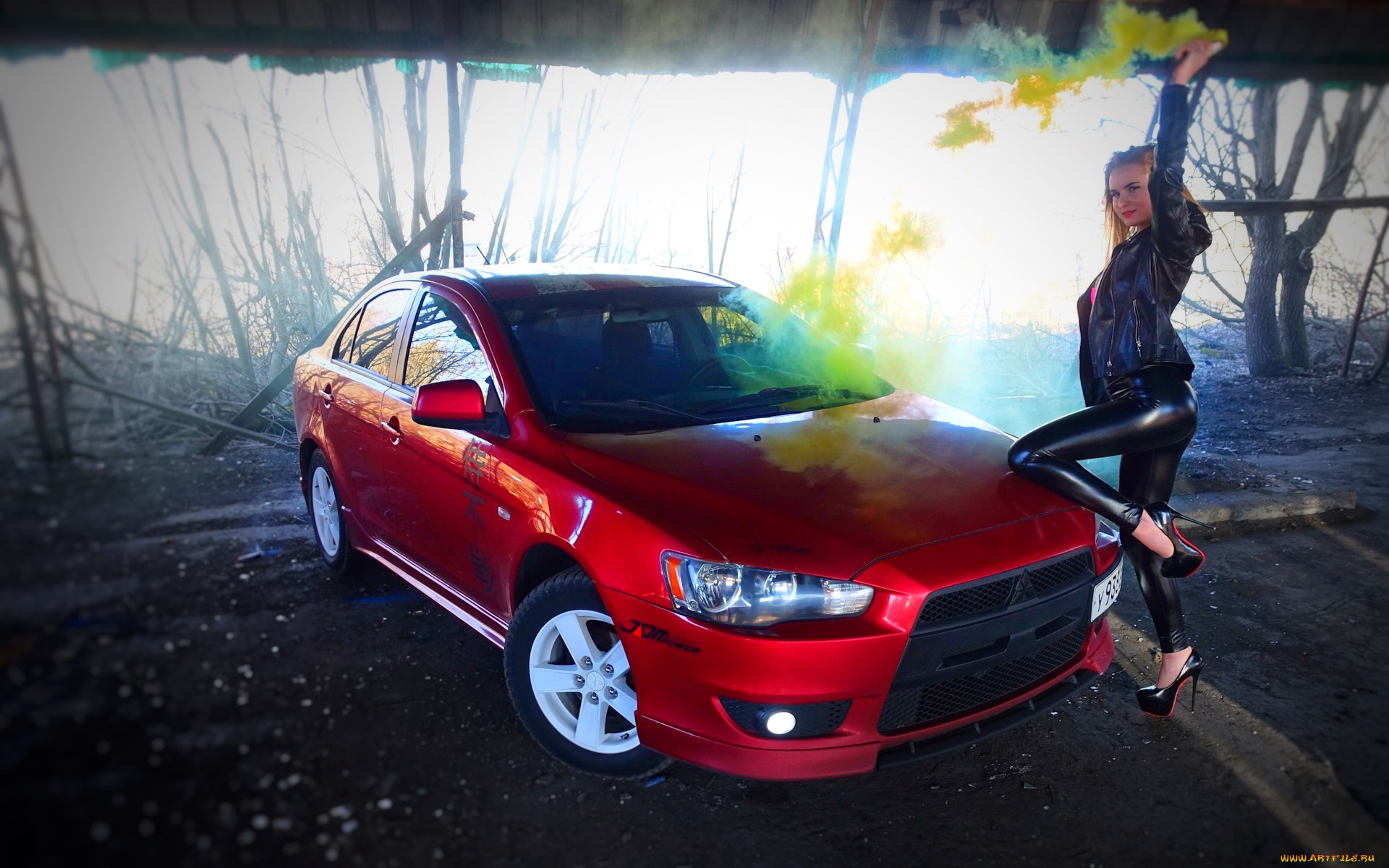 Mitsubishi Lancer девушка Evolution EVO