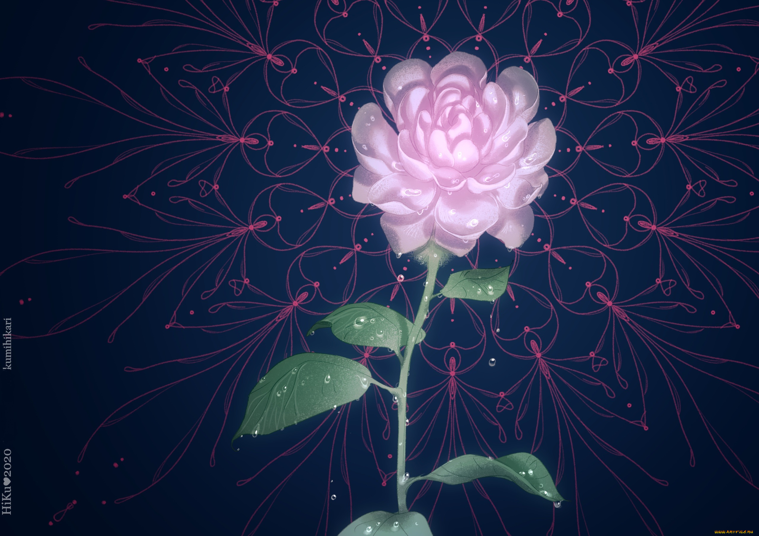 hiku, рисованное, цветы, роза
