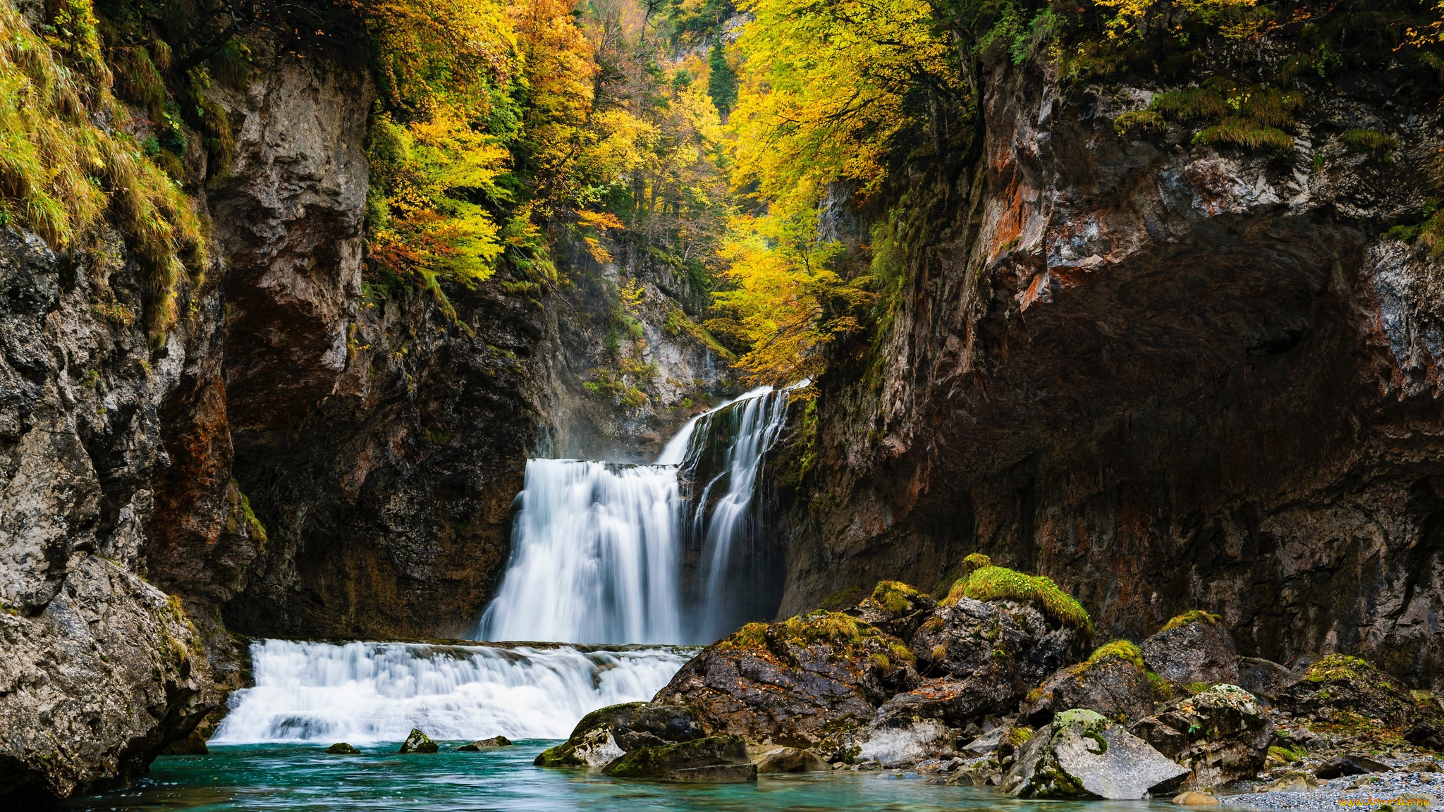 cascada, de, la, cueva, spain, природа, водопады, cascada, de, la, cueva