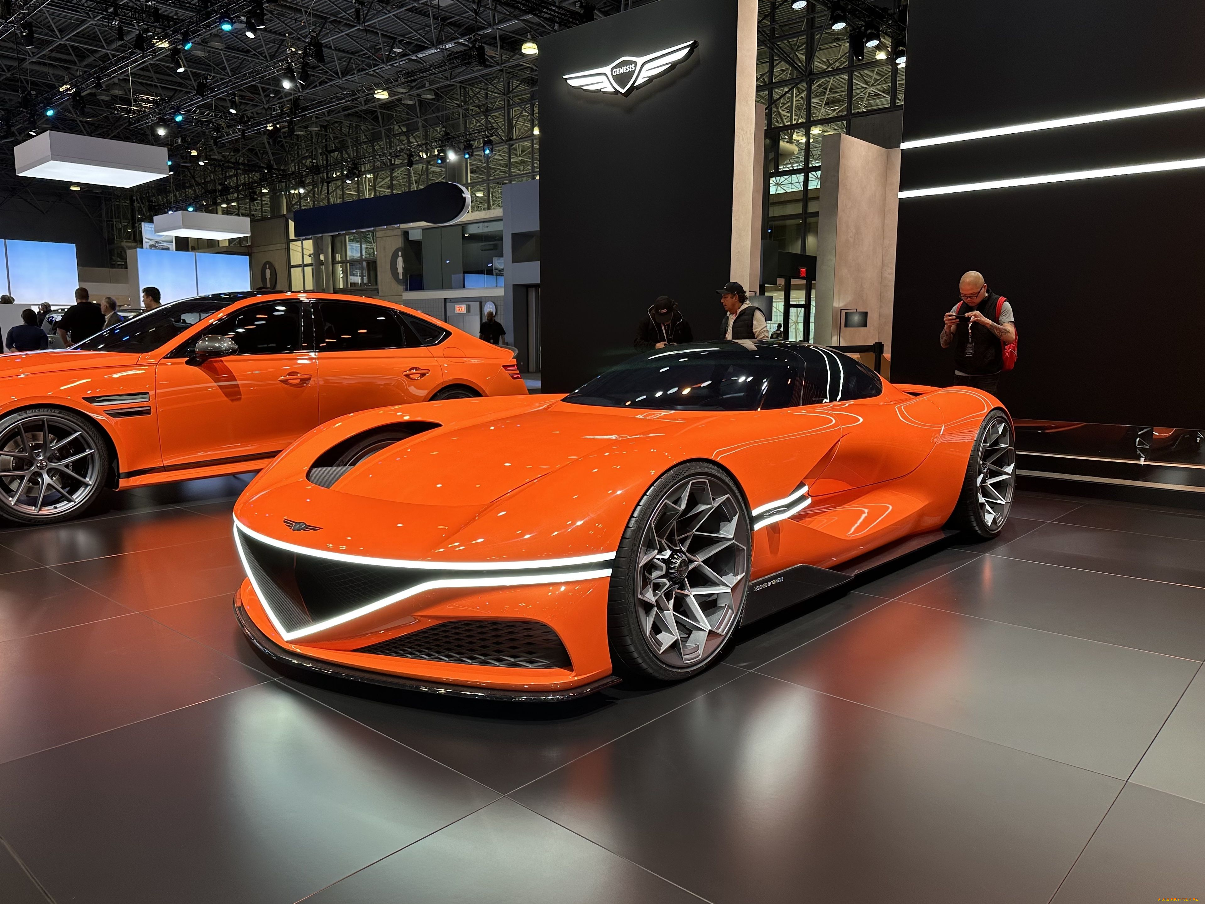 genesis, x, gran, berlinetta, concept, , 2024, new, york, auto, show, автомобили, выставки, и, уличные, фото, genesis, x, gran, berlinetta, concept, oранжeвый, концепт, нью, йорк, автошoу, 2024, года