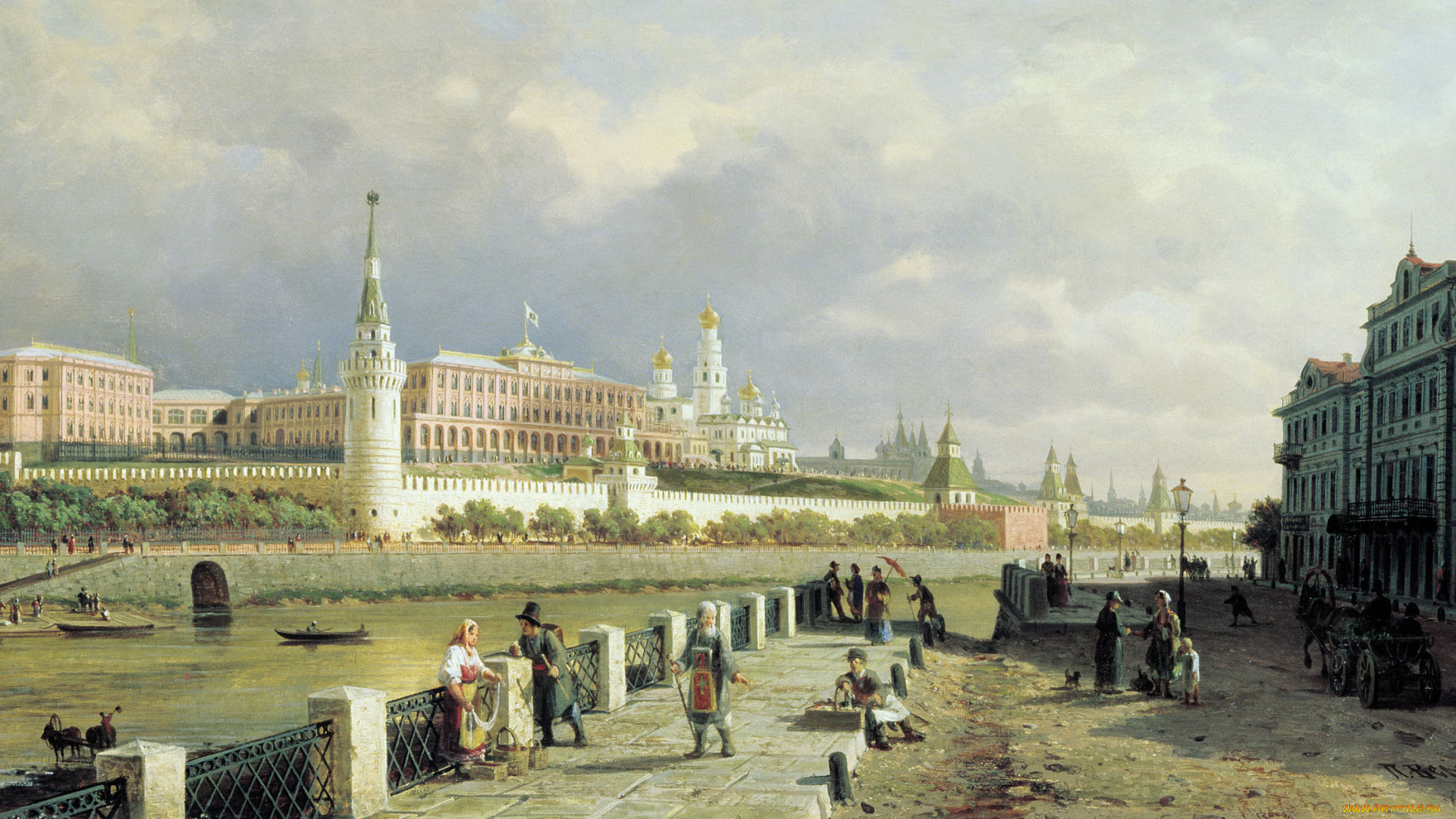 верещагин, вид, московского, кремля, рисованные