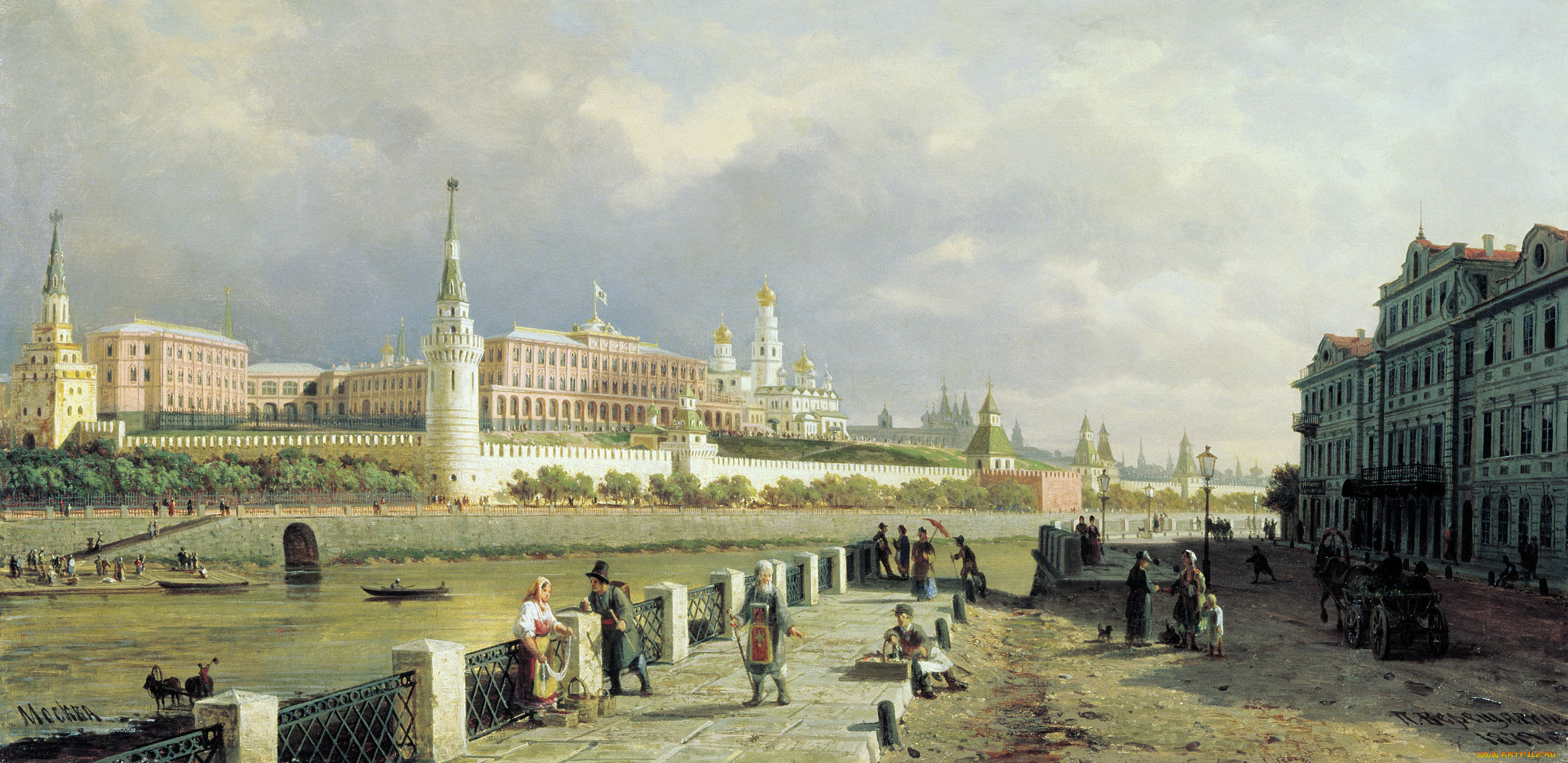 верещагин, вид, московского, кремля, рисованные
