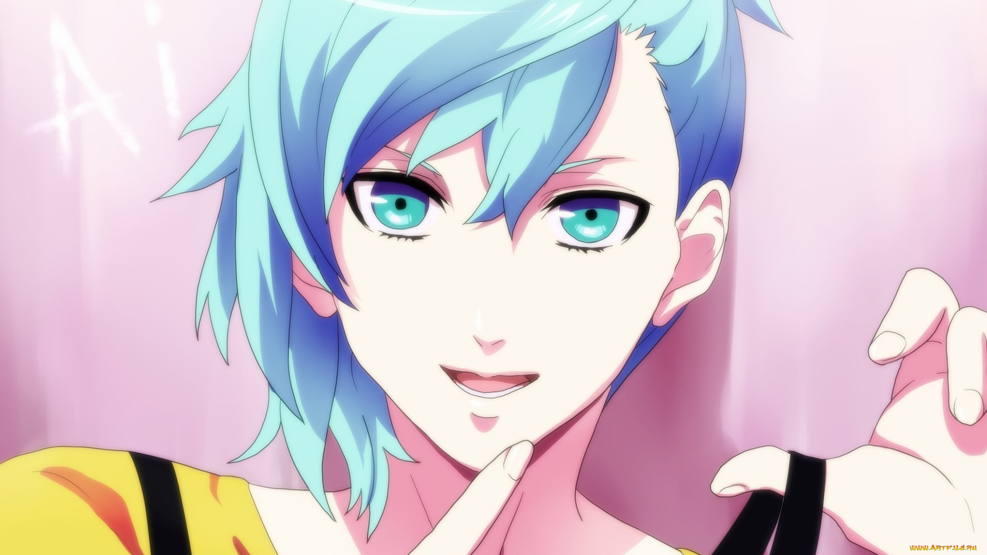 аниме, uta, no, prince-sama, взгляд, синие, волосы, арт, портрет, парень, поющий, принй