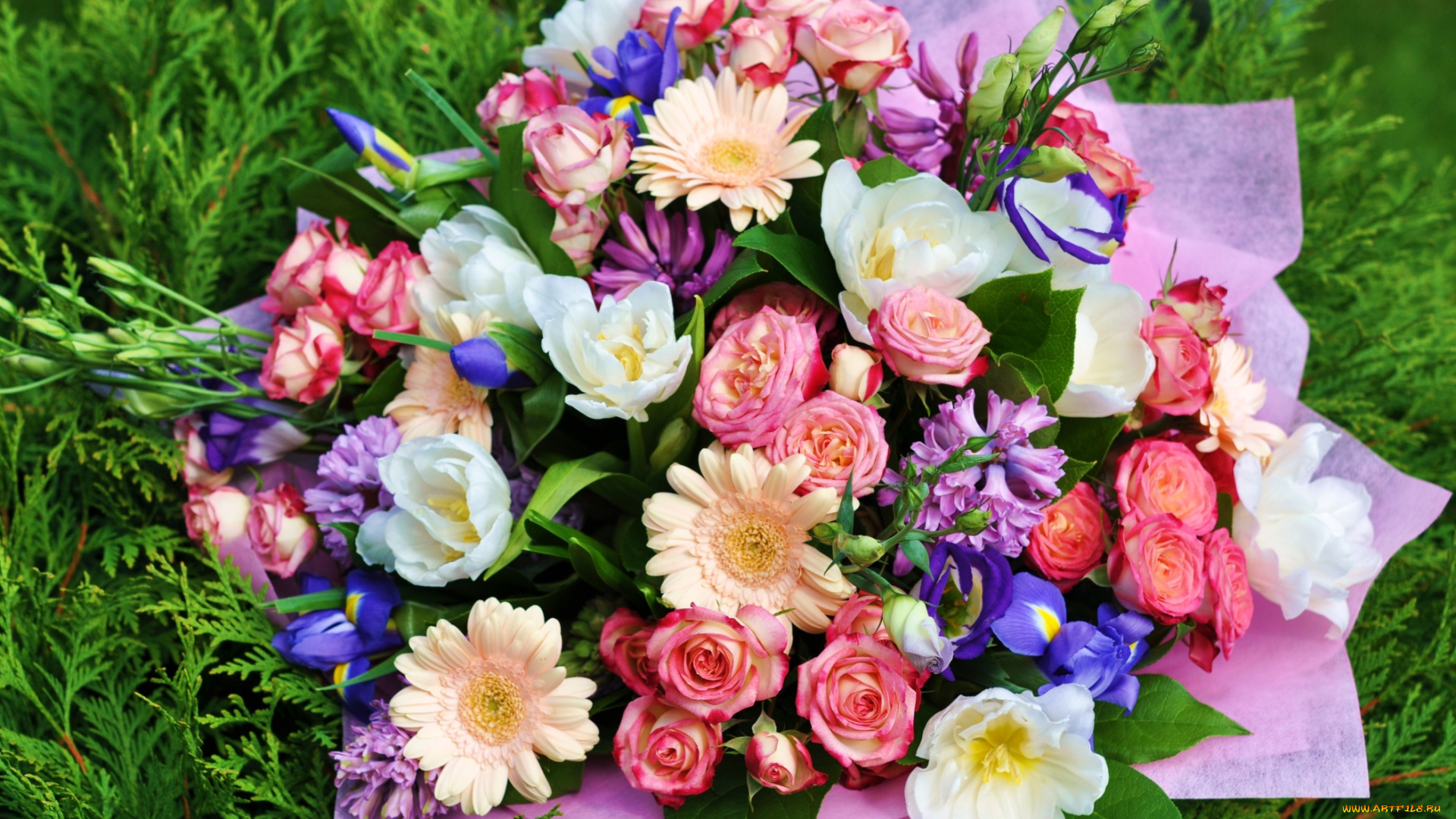 цветы, букеты, , композиции, гиацинты, ирисы, тюльпаны, розы, герберы